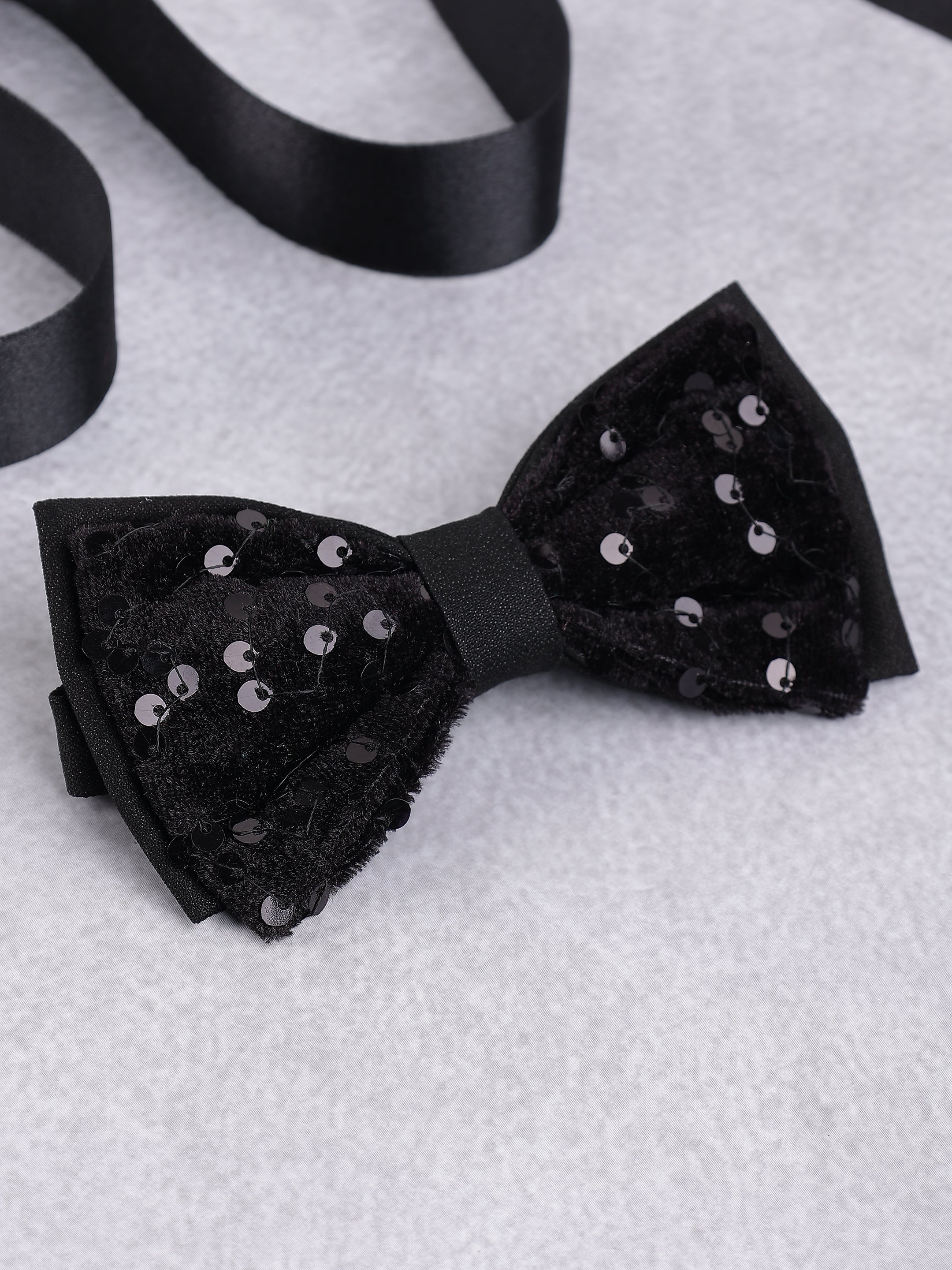 Midnight Sequin Velvet Bow Tie