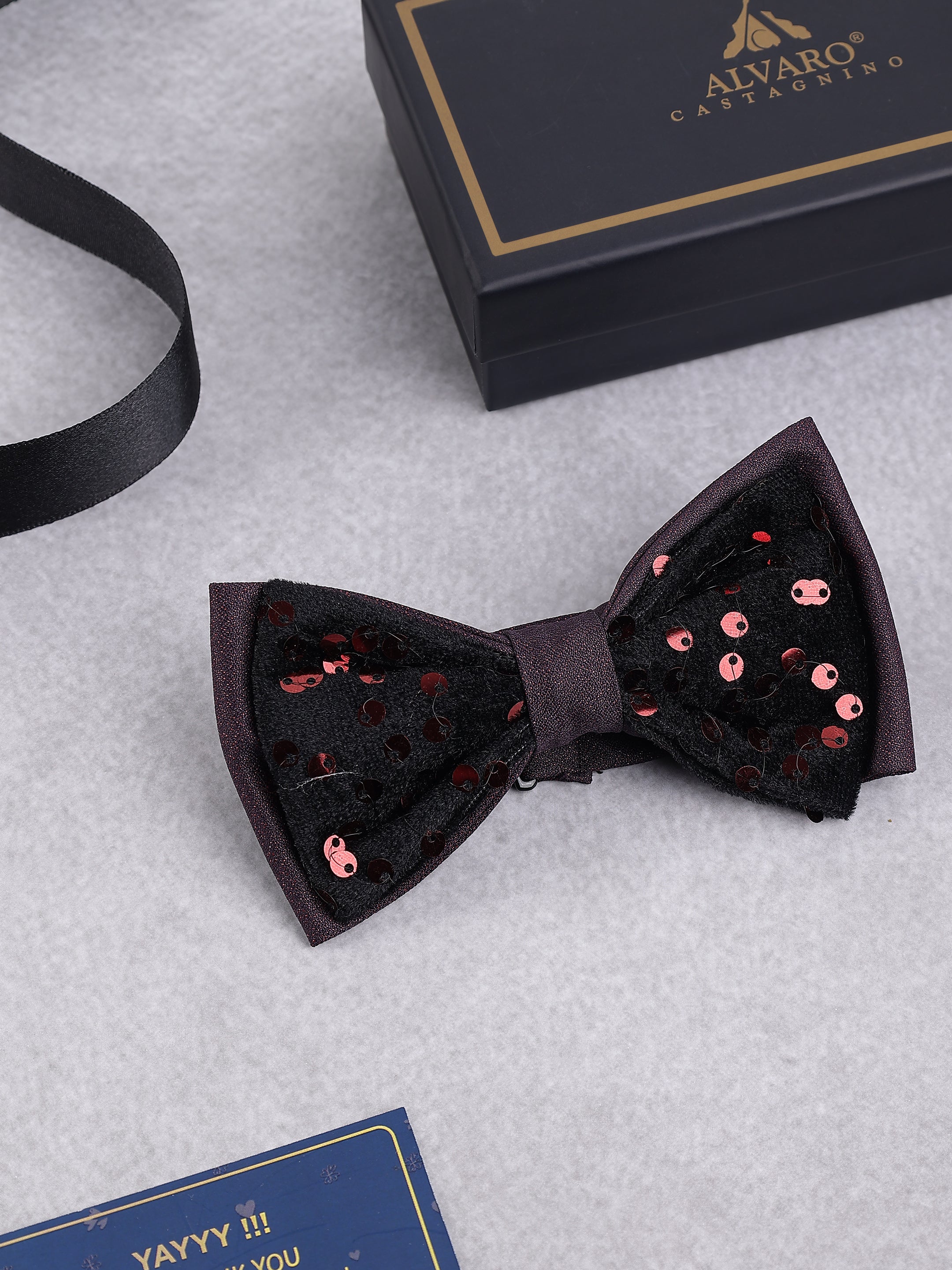 Garnet Sequin Embellished Bow Tie