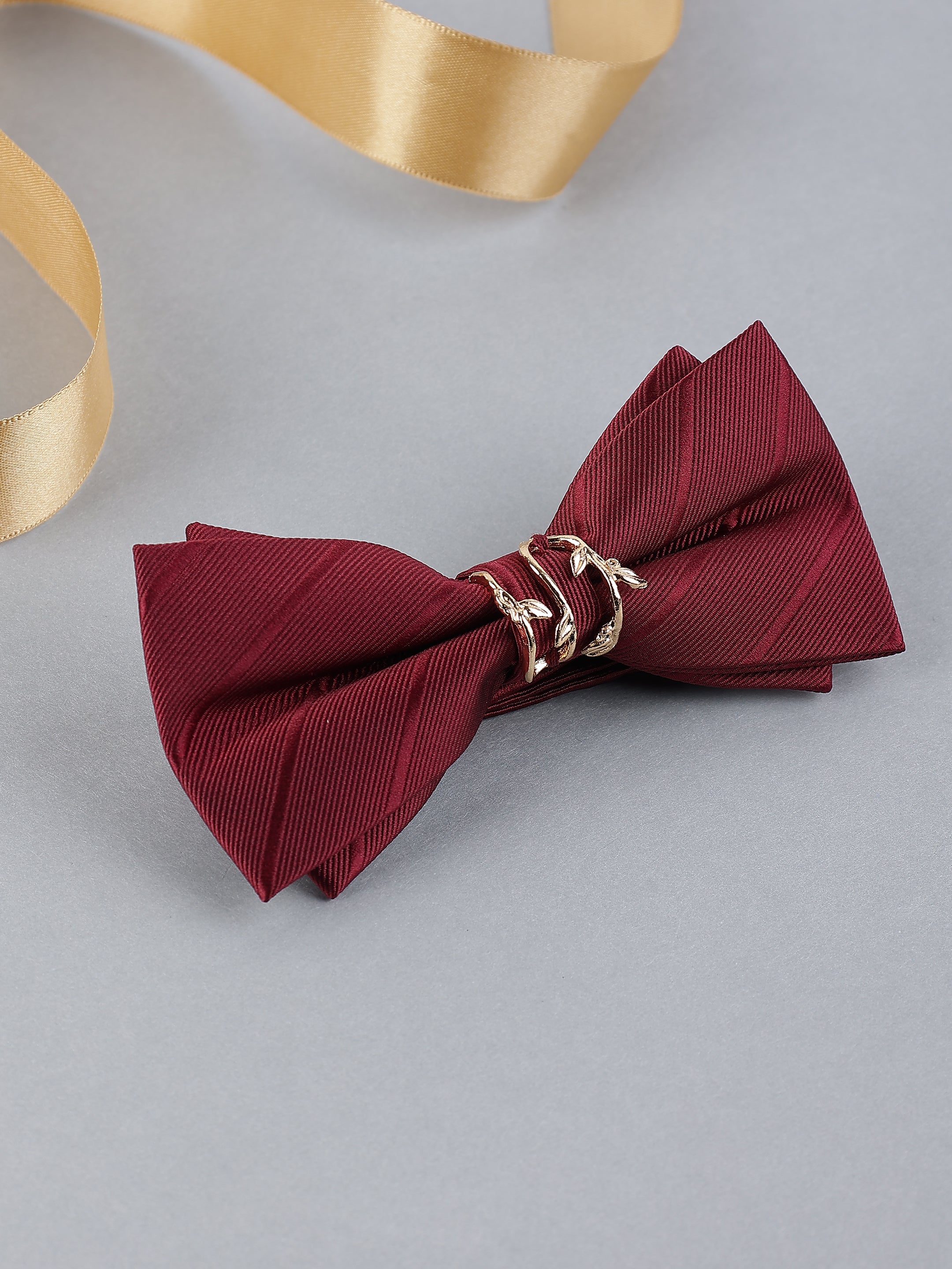 Crimson Laurel Ribbed Bow Tie