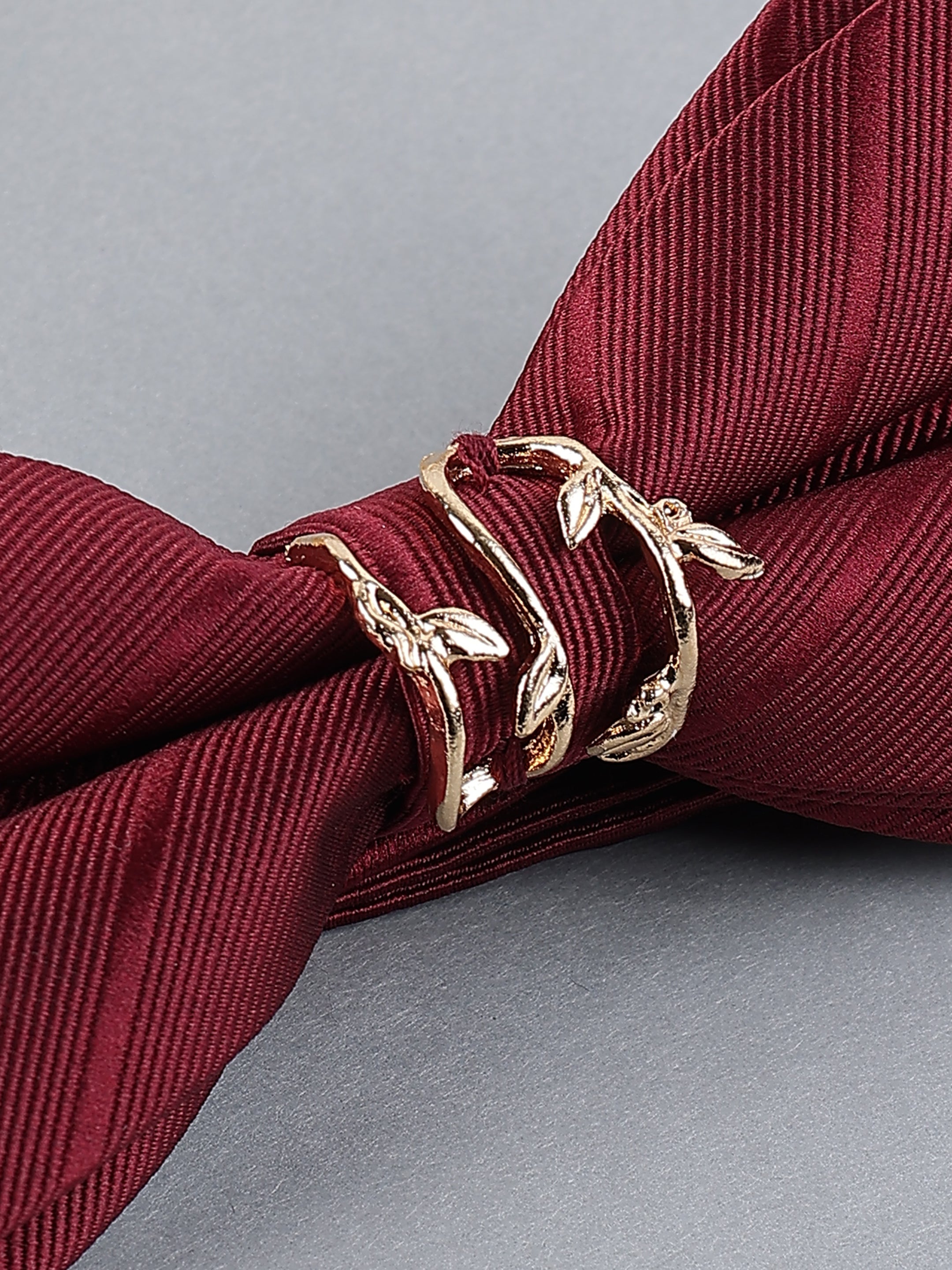 Crimson Laurel Ribbed Bow Tie