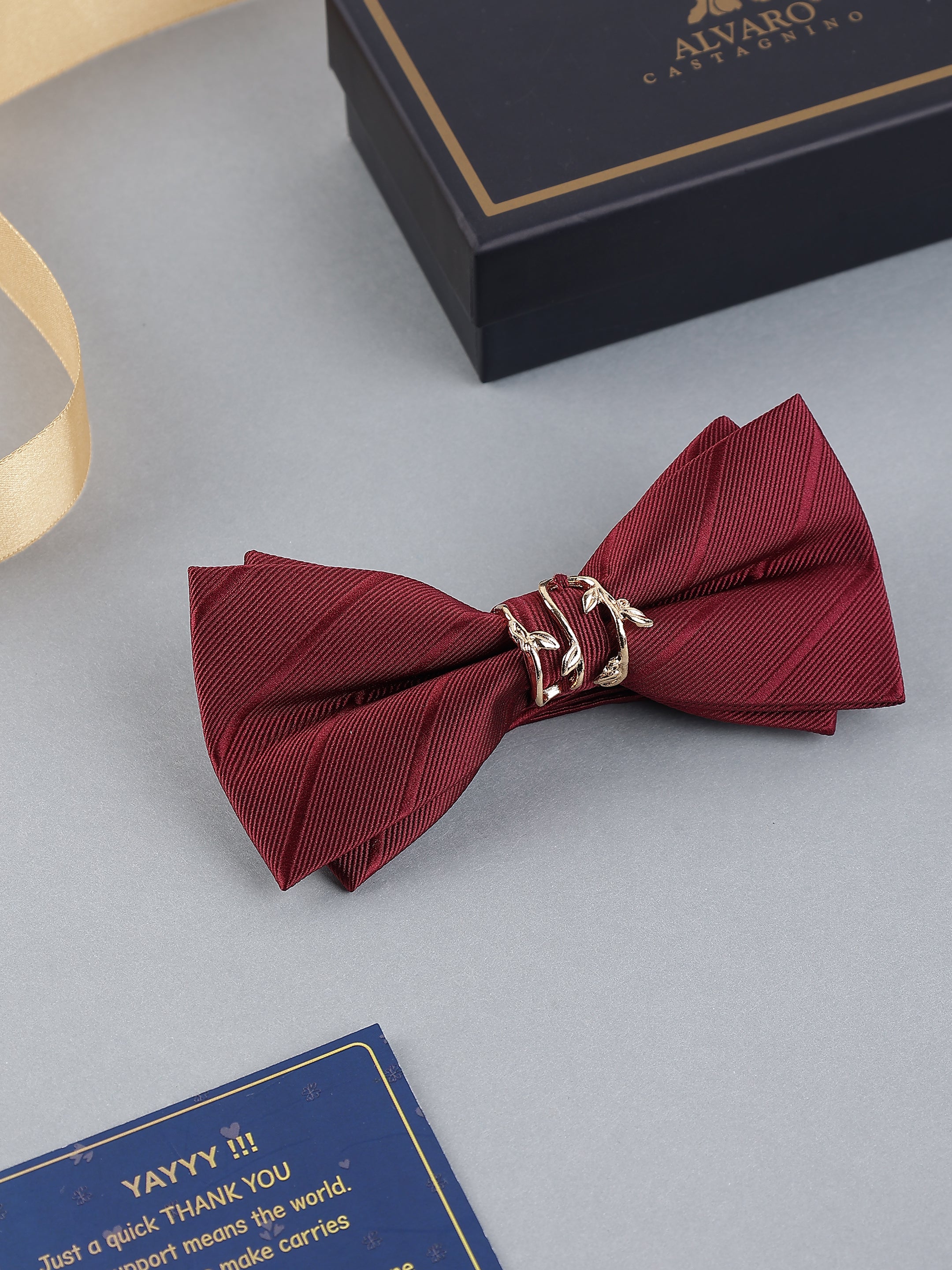 Crimson Laurel Ribbed Bow Tie