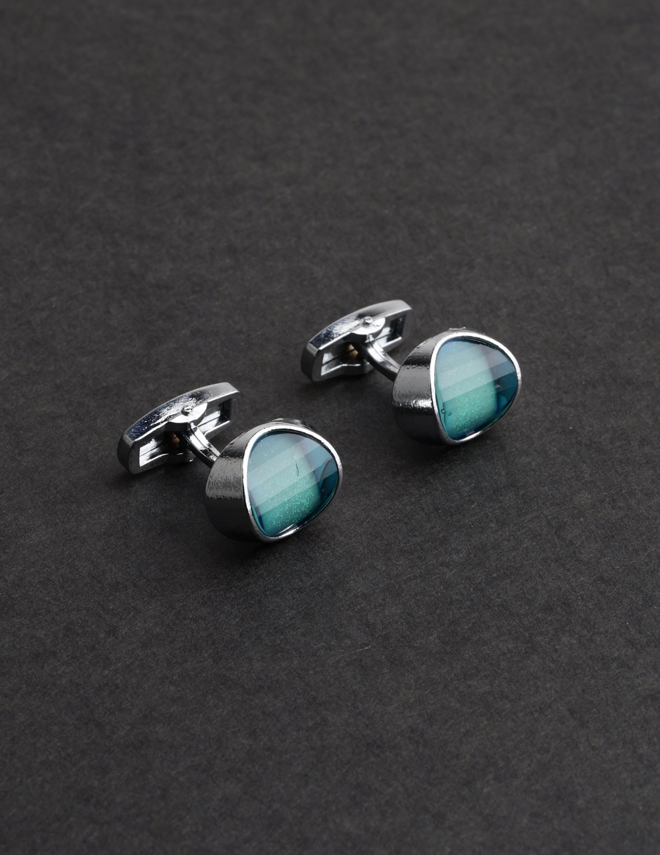Teal Blue Oval Cufflink