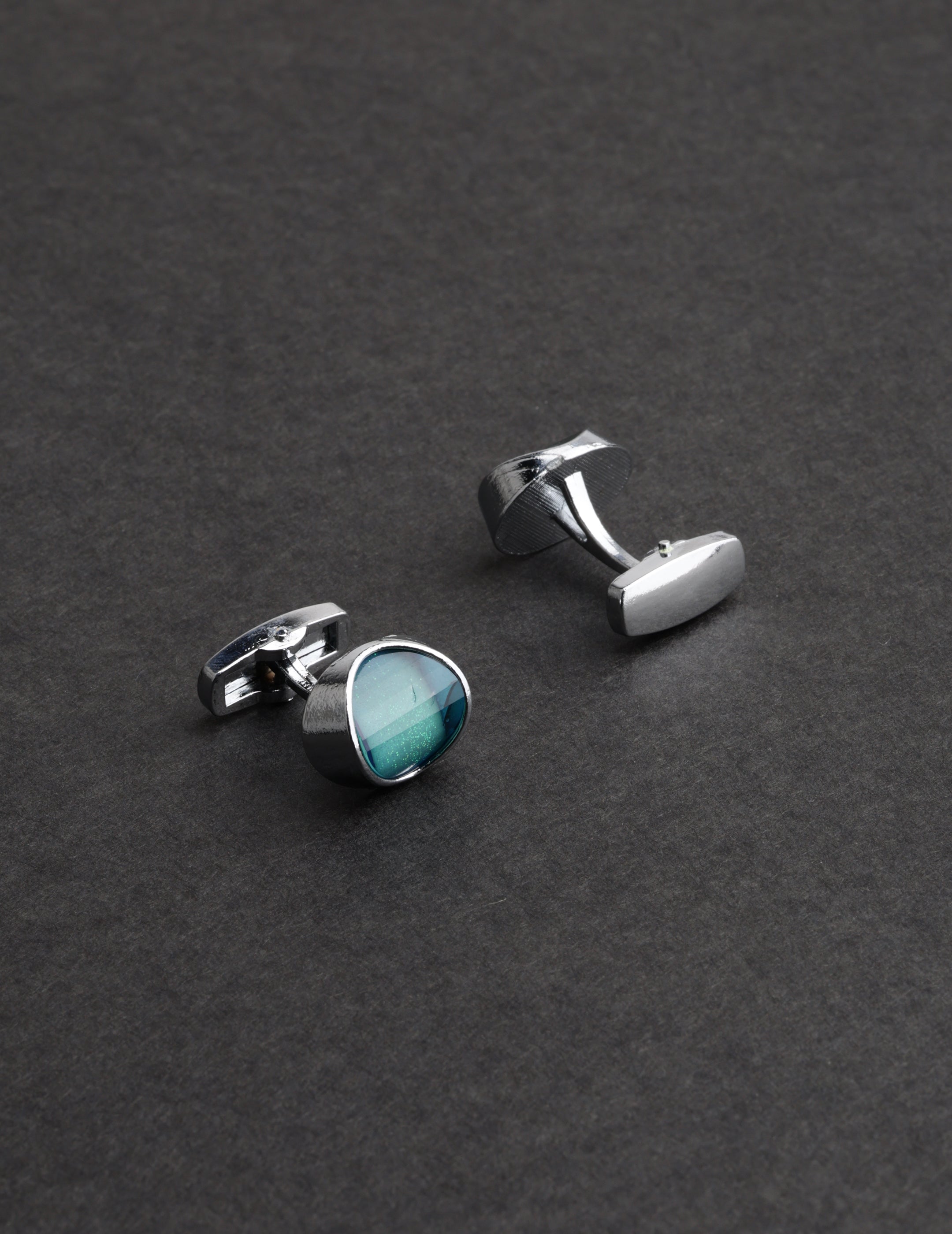 Teal Blue Oval Cufflink