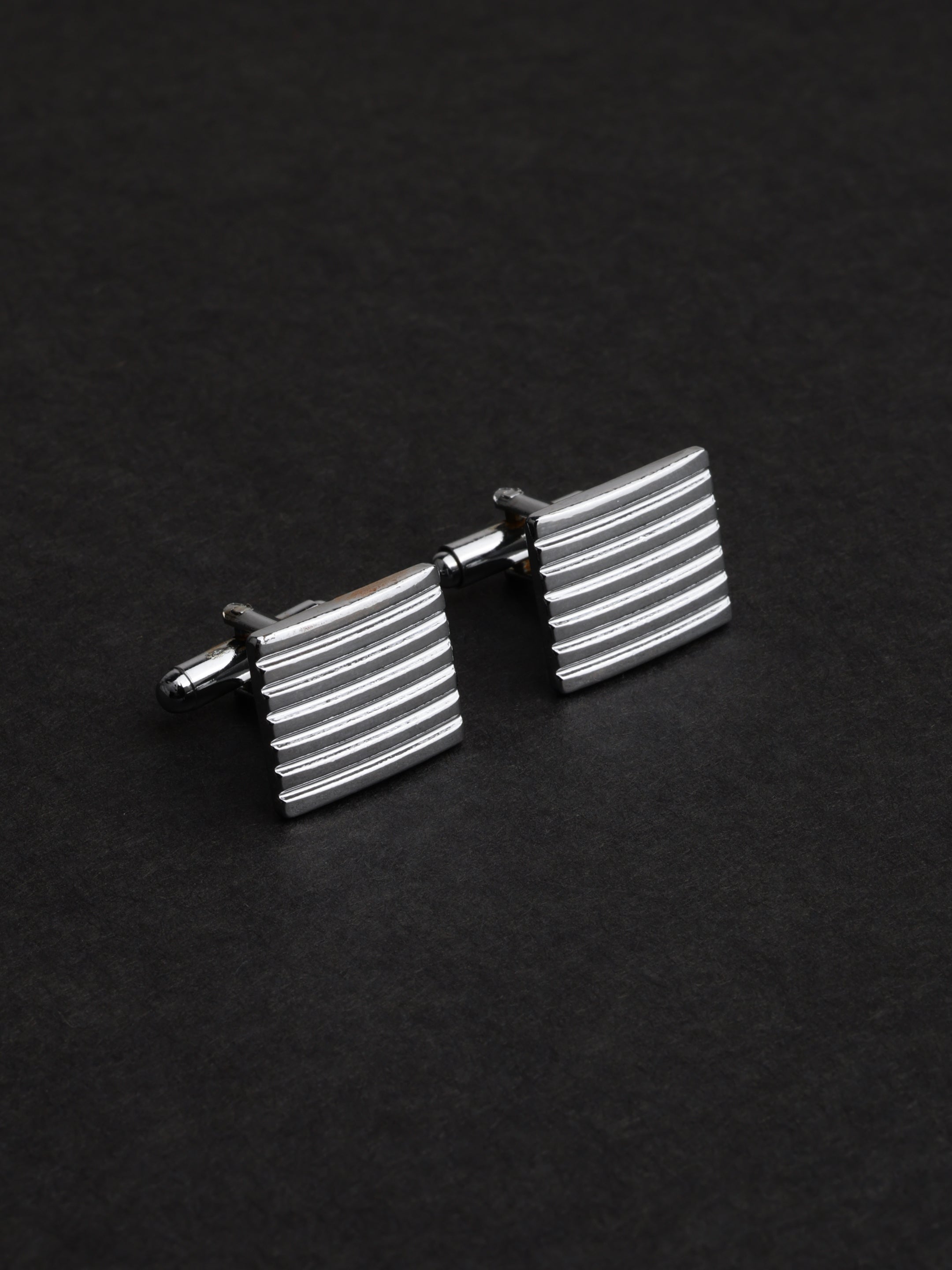 Premium Silver Striped Cufflink