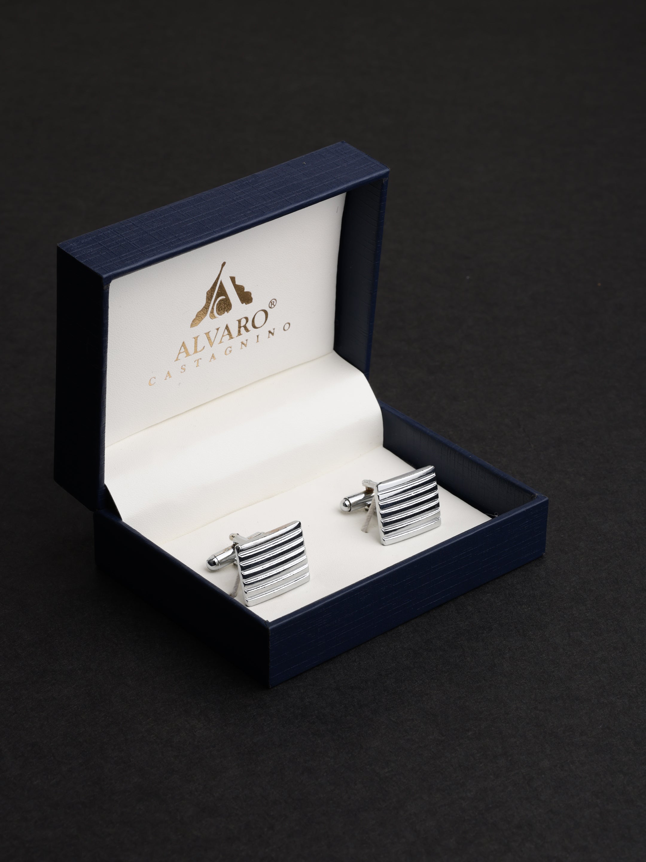 Premium Silver Striped Cufflink