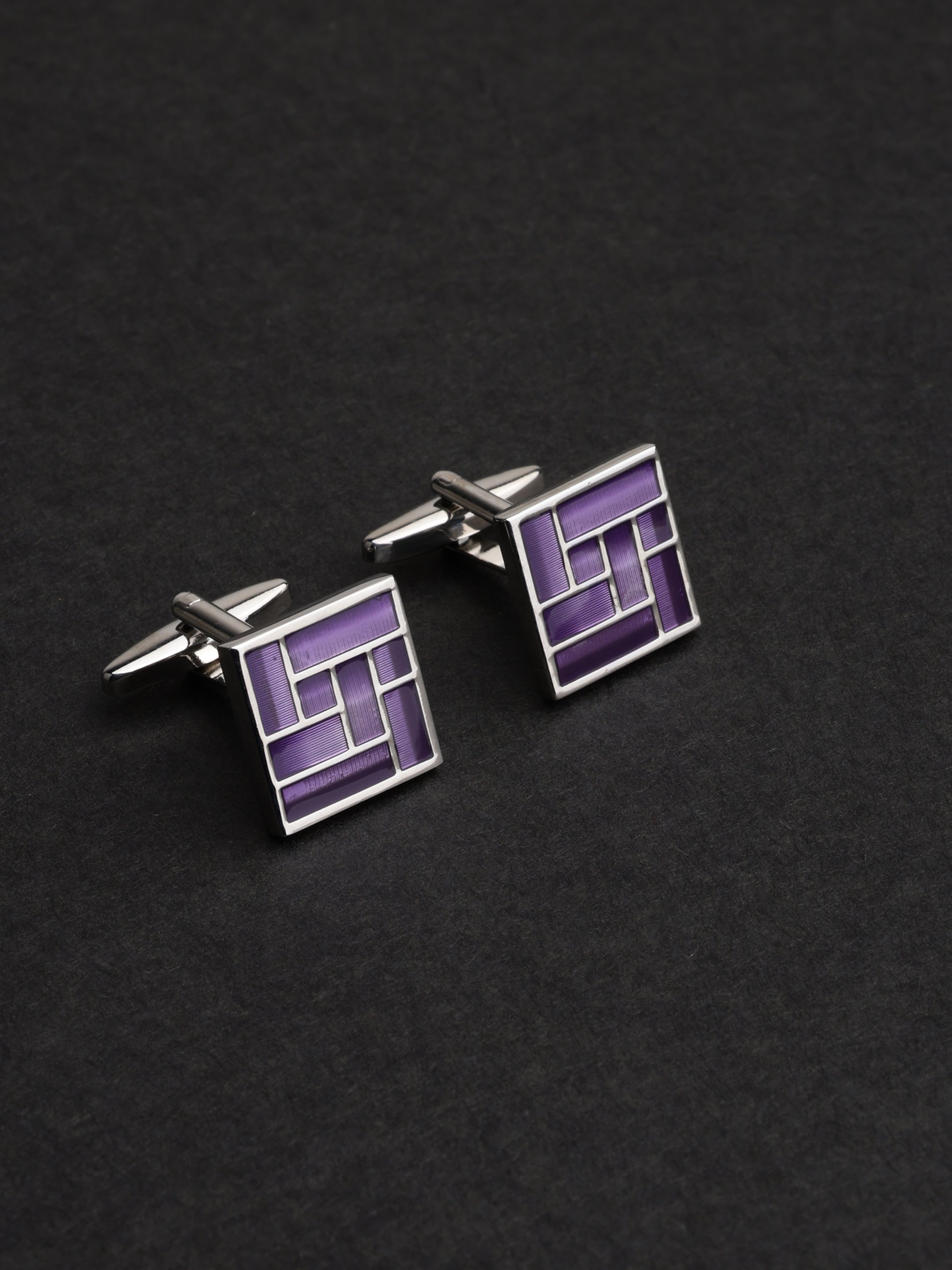 Purple Geometric Enamel Cufflink
