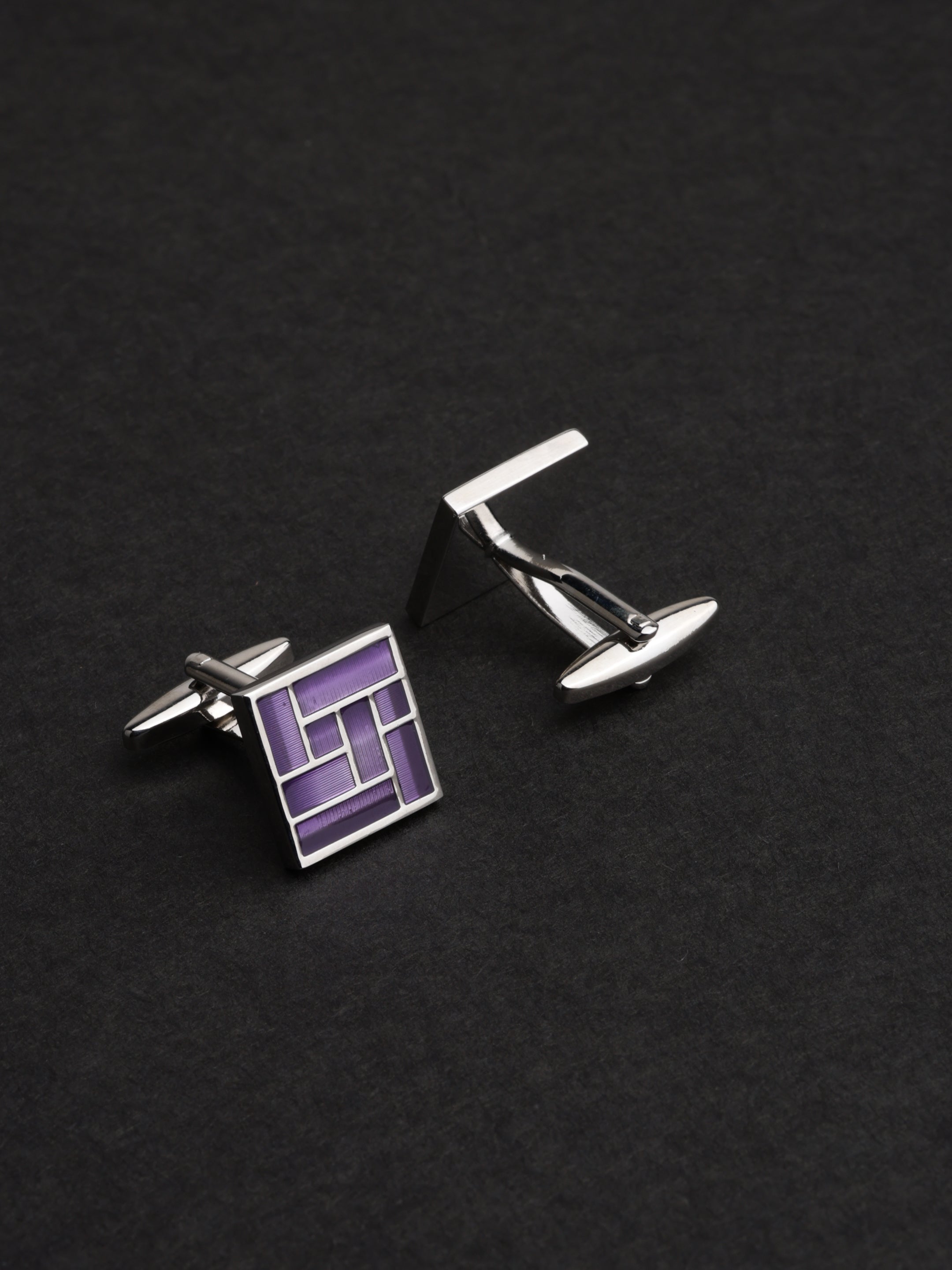 Purple Geometric Enamel Cufflink