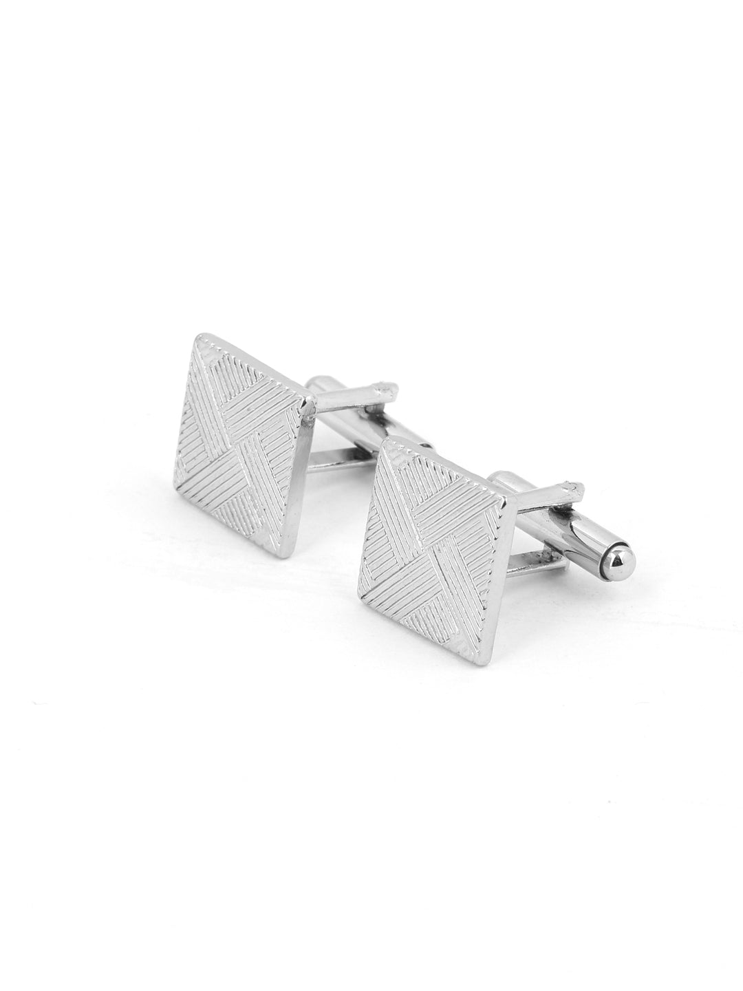  Silver Textured  Engraved Cufflink