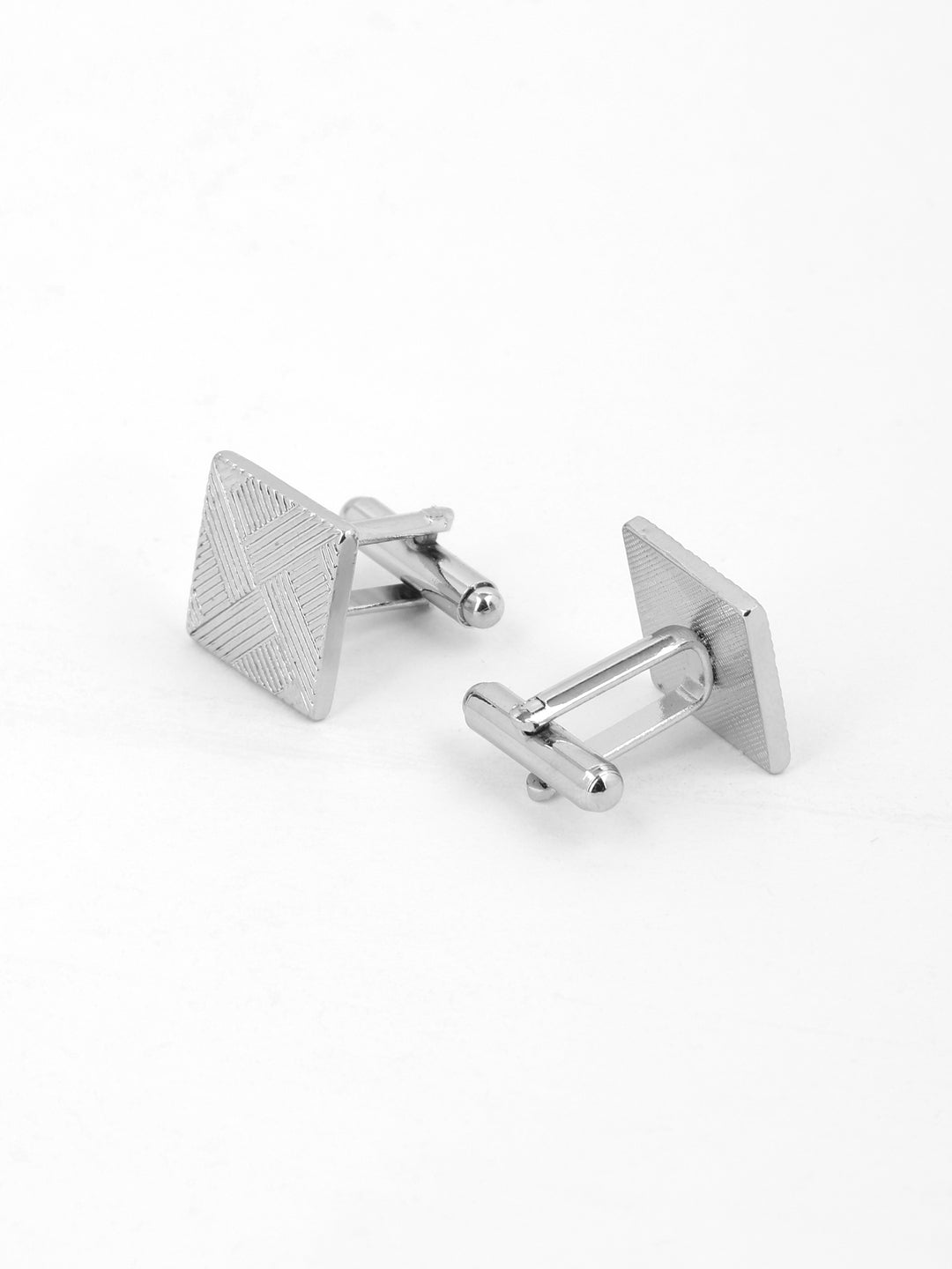  Silver Textured  Engraved Cufflink
