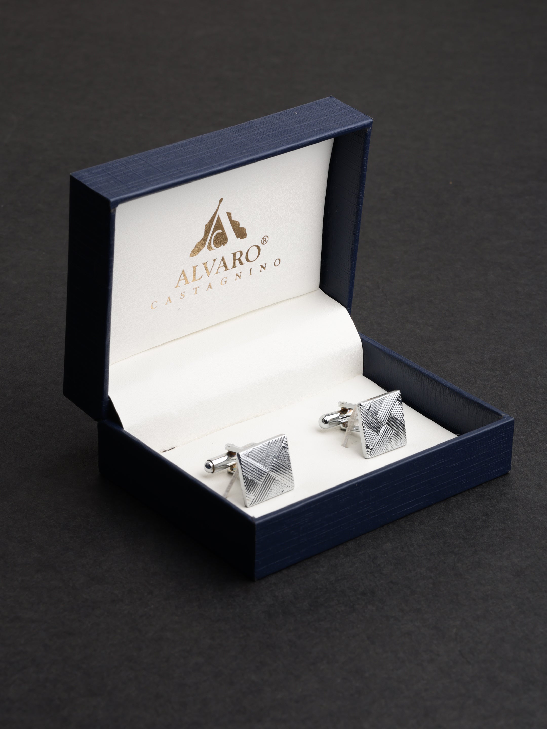 Silver Textured  Engraved Cufflink