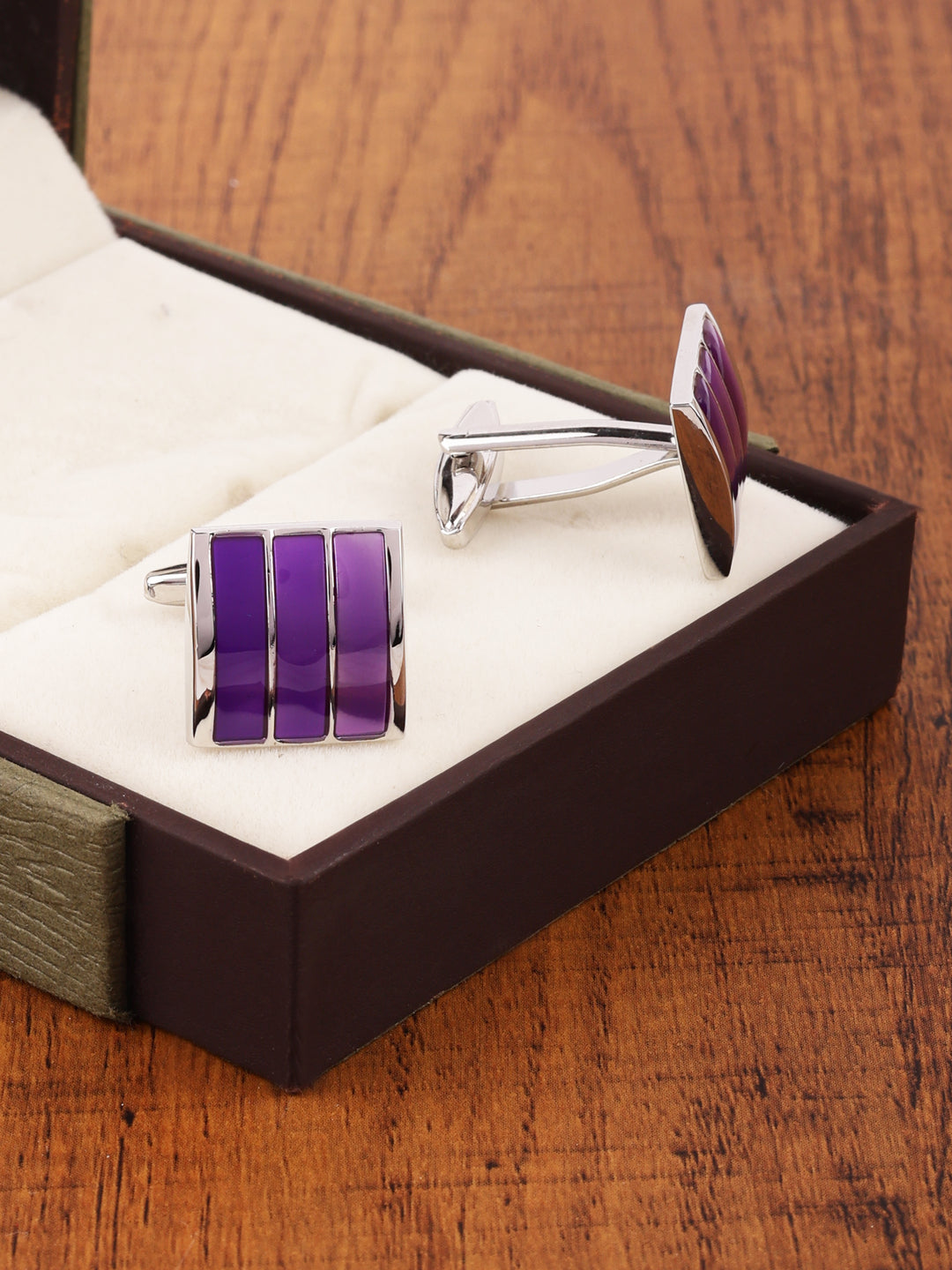 Purple Stripe Enamel Cufflink