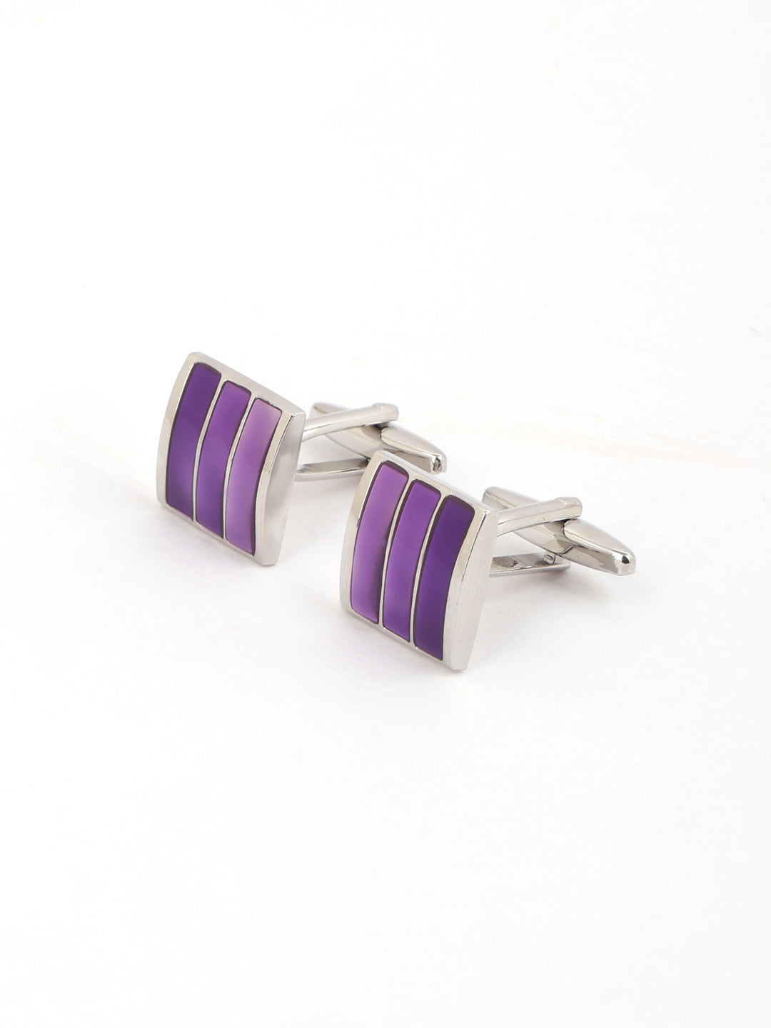 Purple Stripe Enamel Cufflink