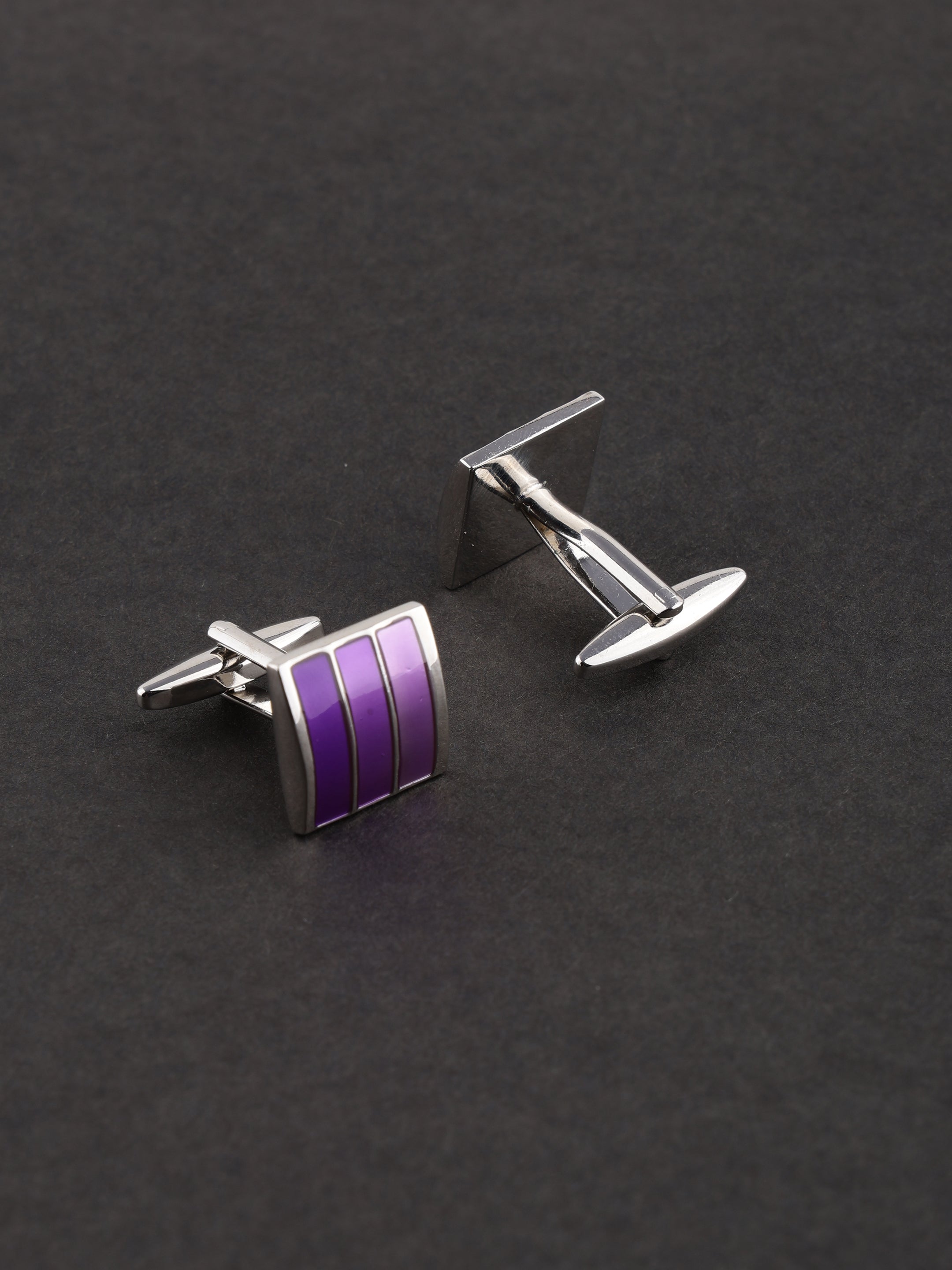 Purple Stripe Enamel Cufflink