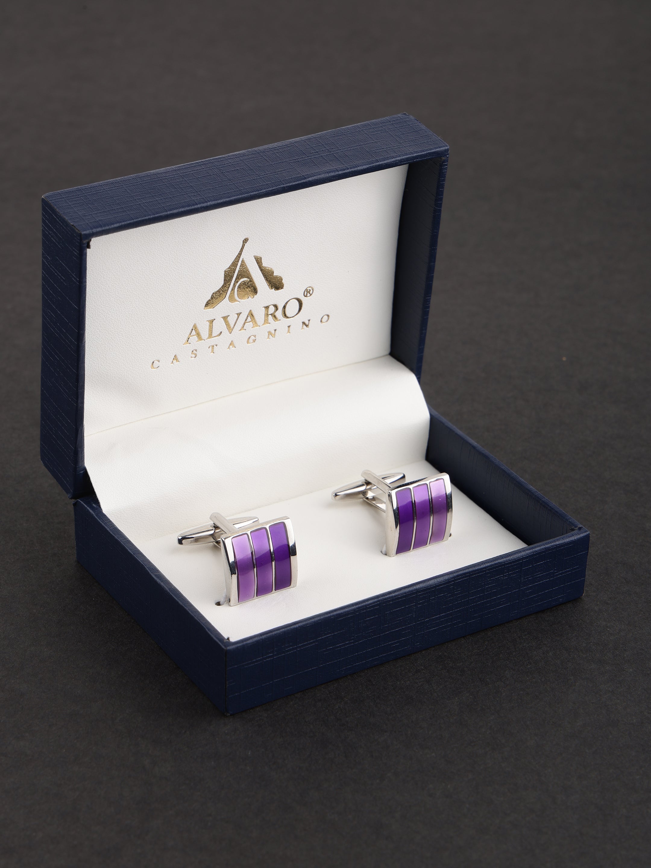 Purple Stripe Enamel Cufflink