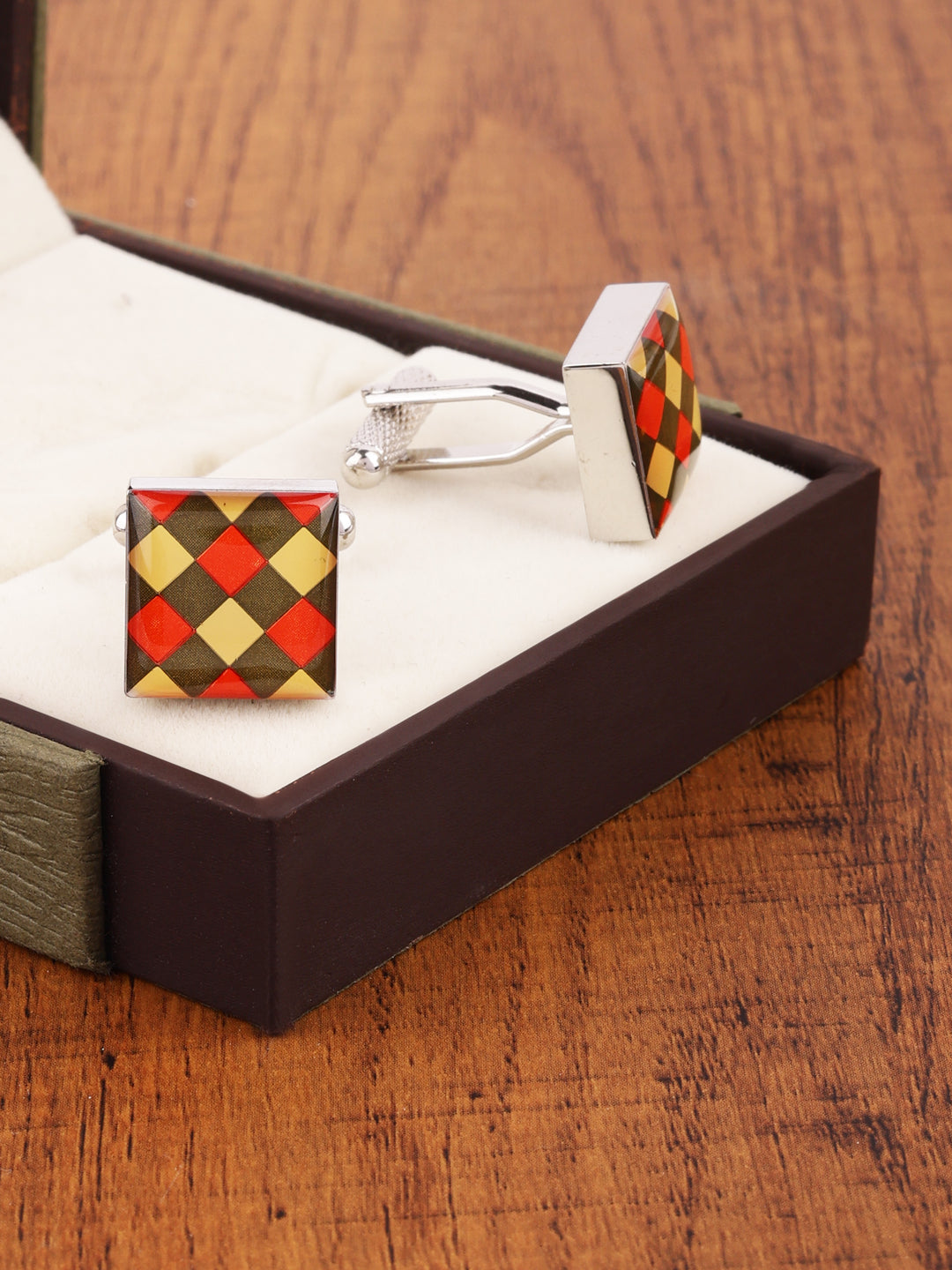 Multicolor Diamond Pattern Cufflink