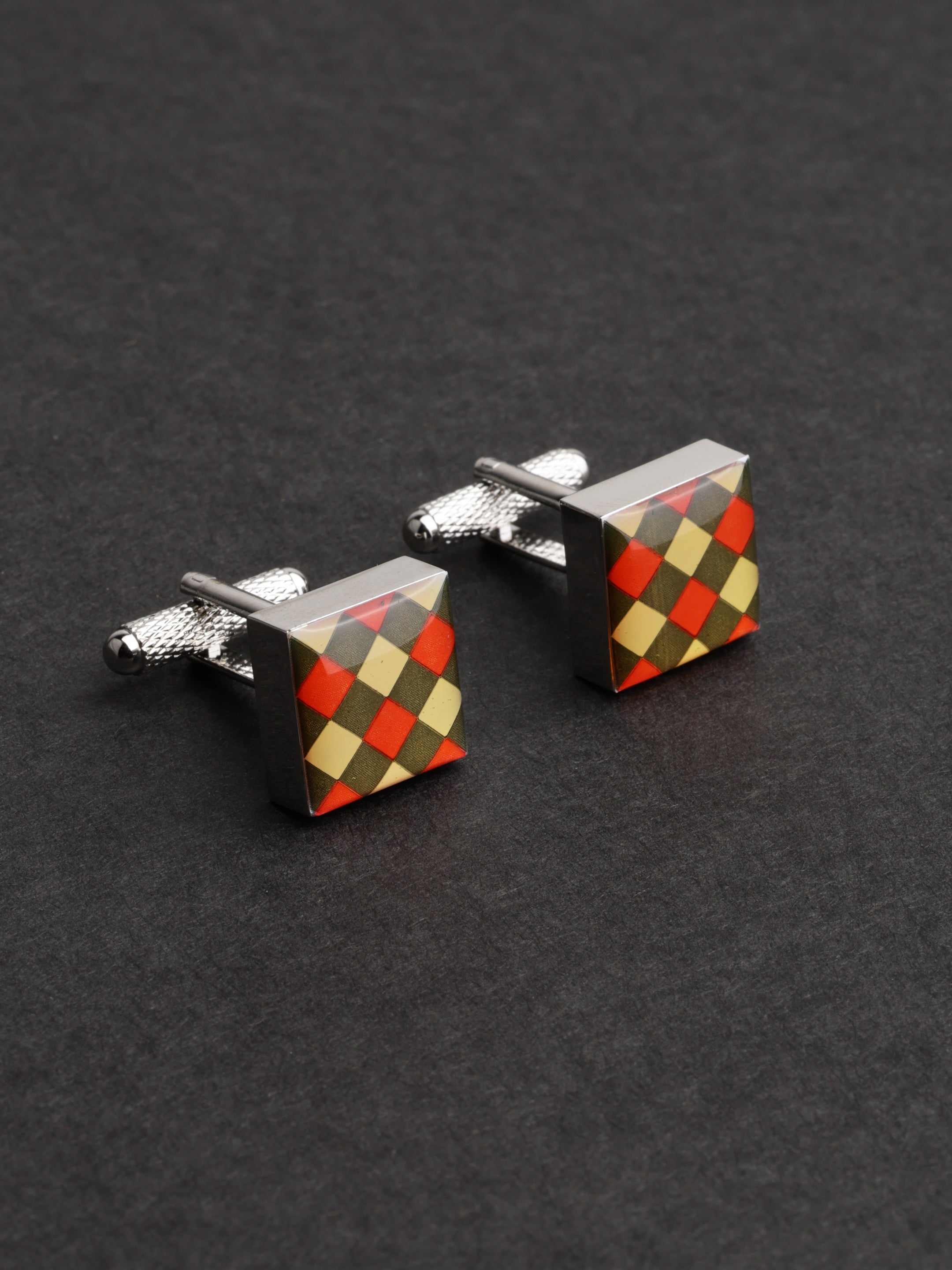 Multicolor Diamond Pattern Cufflink