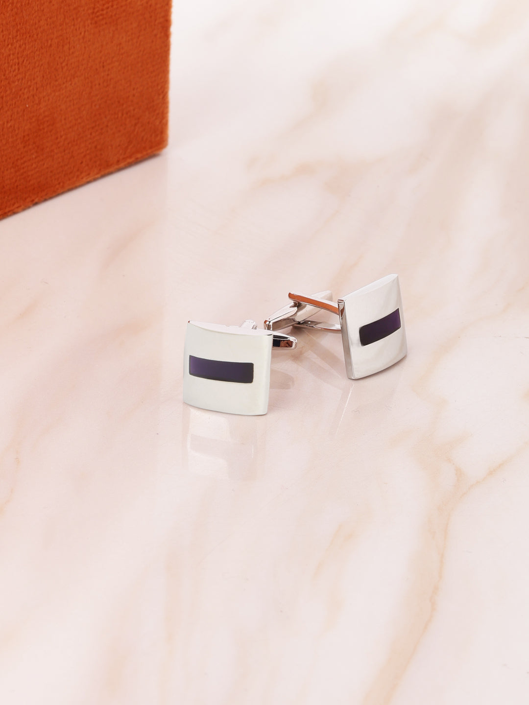 Alvaro Castagnino Silver & Purple Coloured Cufflink for Men