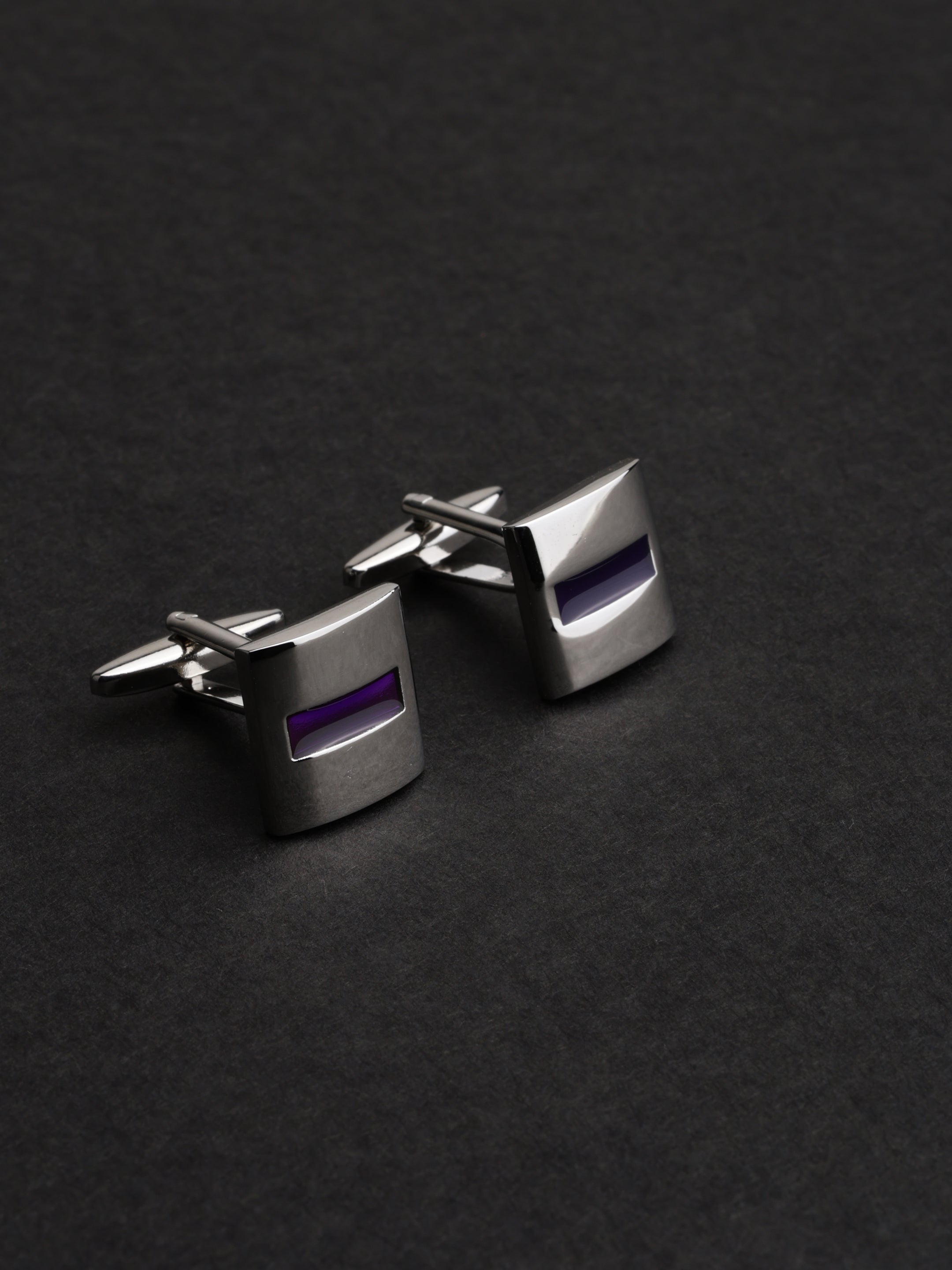 Silver & Purple Bar Cufflink
