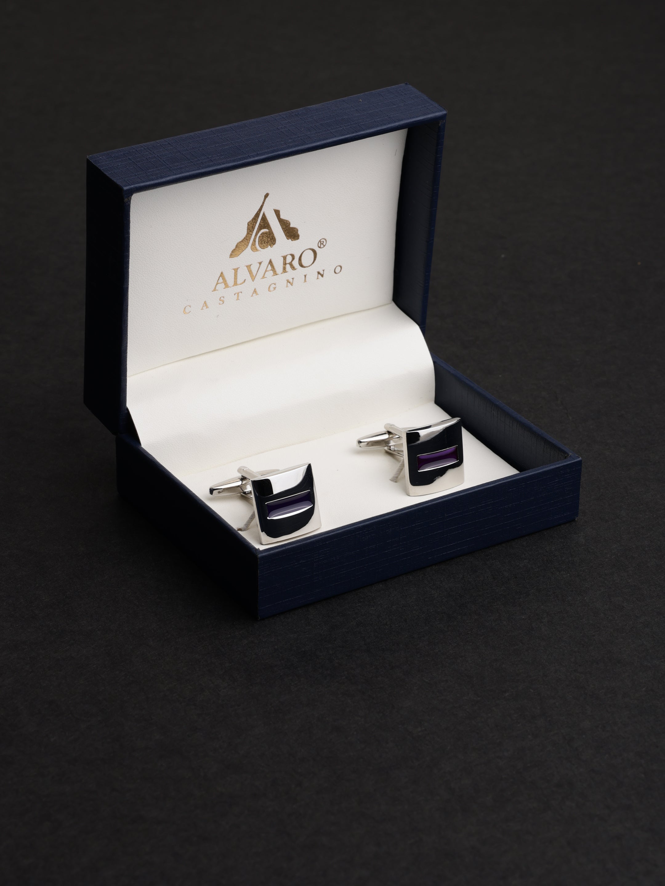 Silver & Purple Bar Cufflink