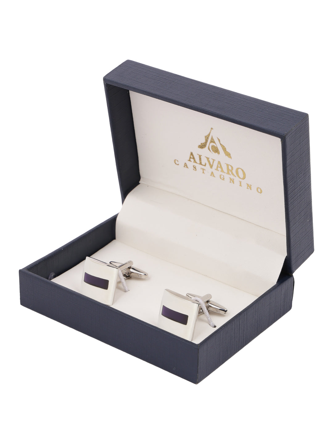 Alvaro Castagnino Silver & Purple Coloured Cufflink for Men