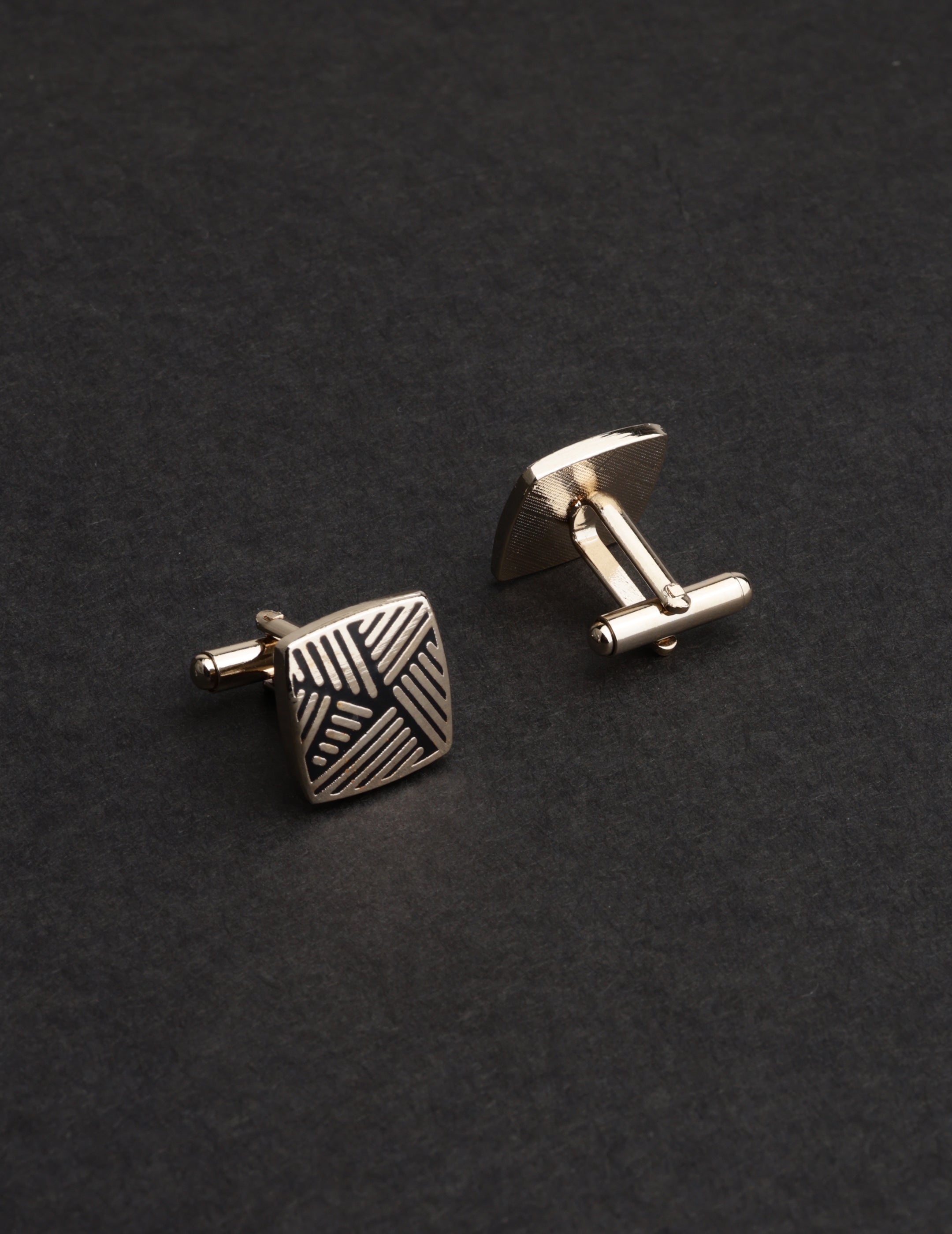 Gold & Black Square Designer Cufflink