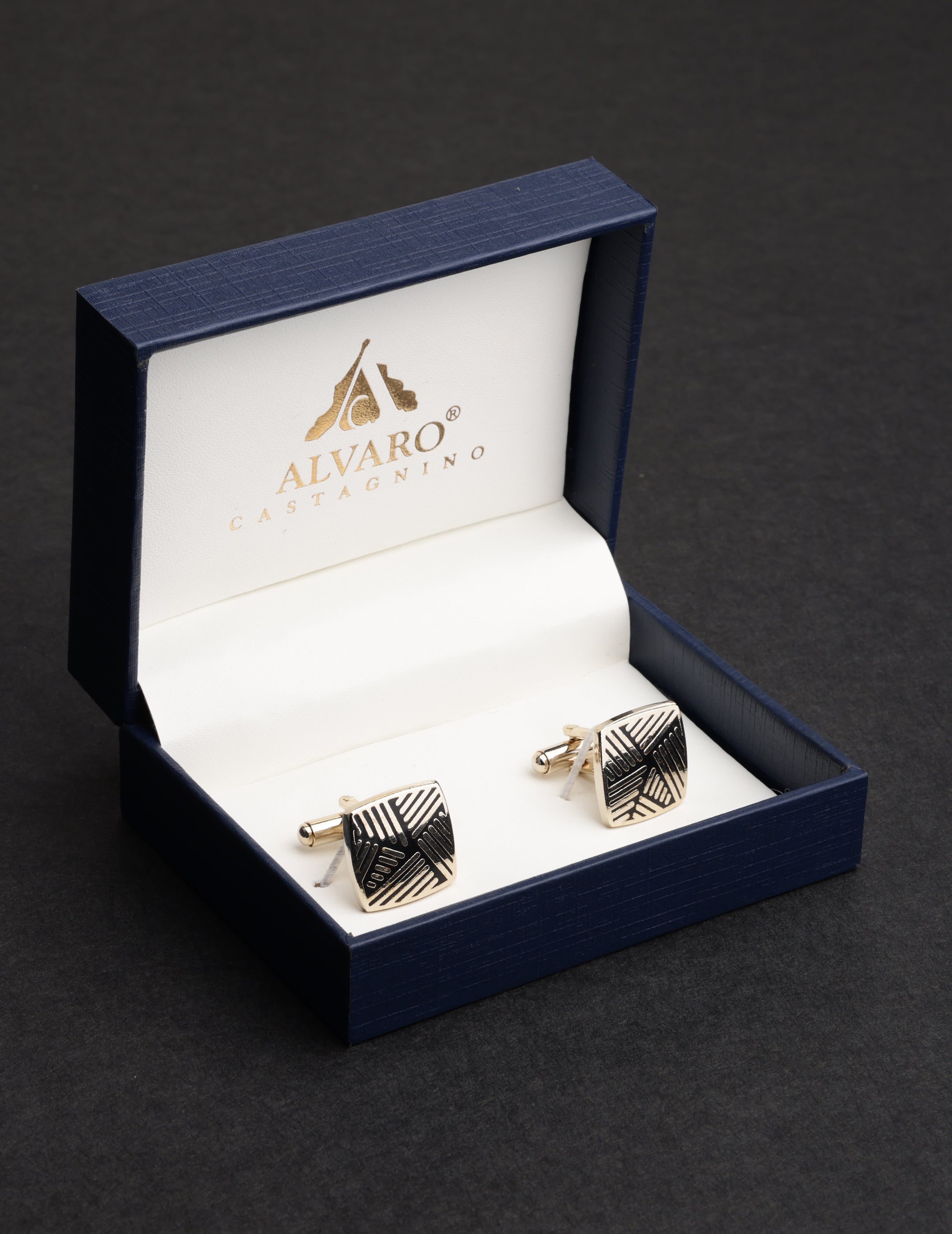 Gold & Black Square Designer Cufflink
