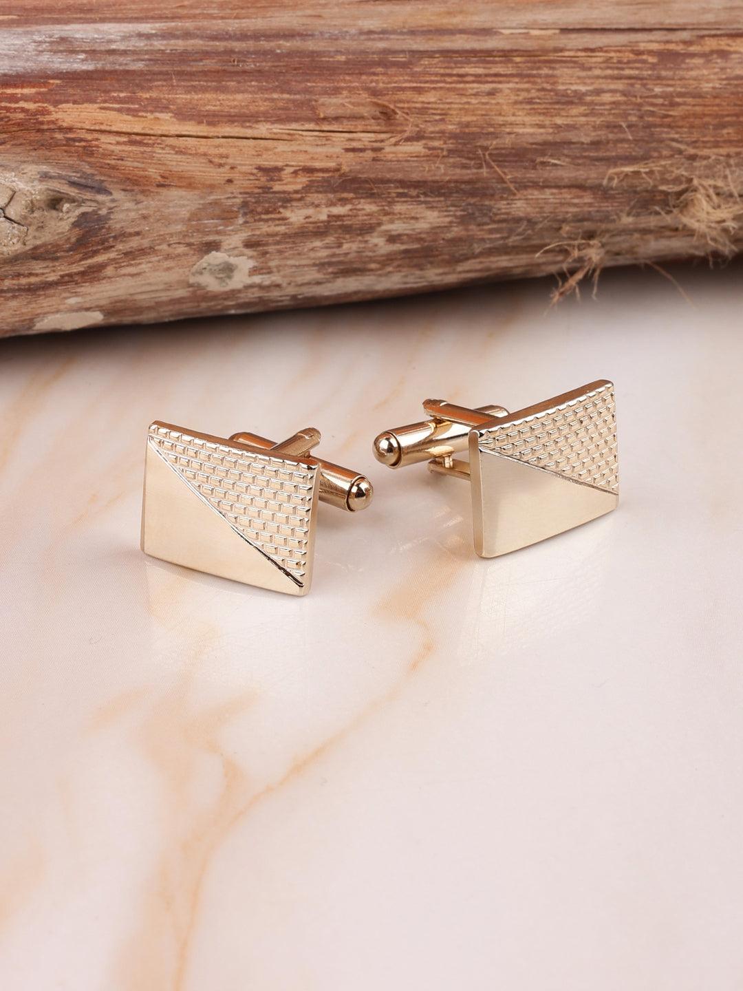 Gold Triangle Textured Cufflink