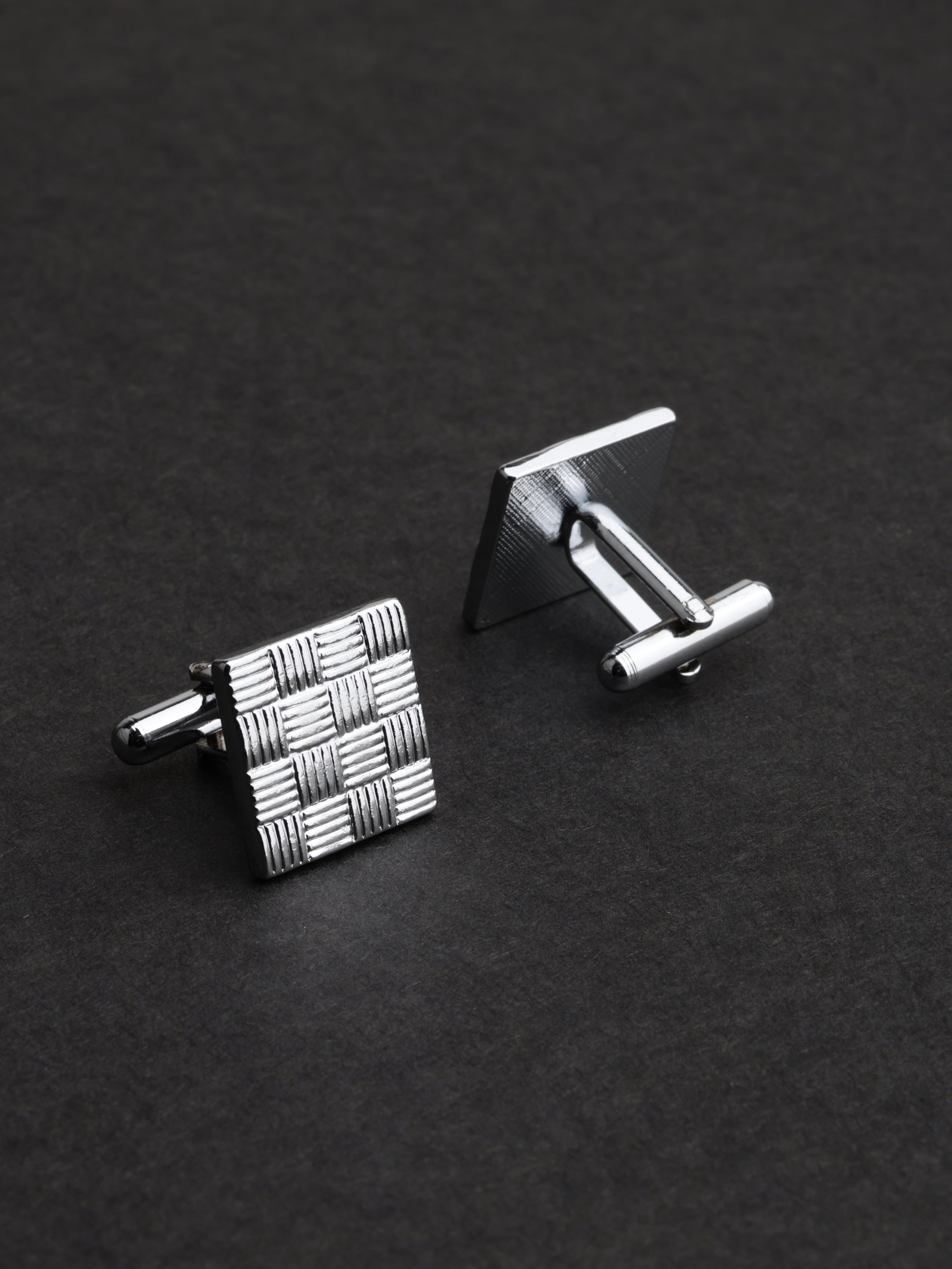 Textured Silver Designer Cufflink