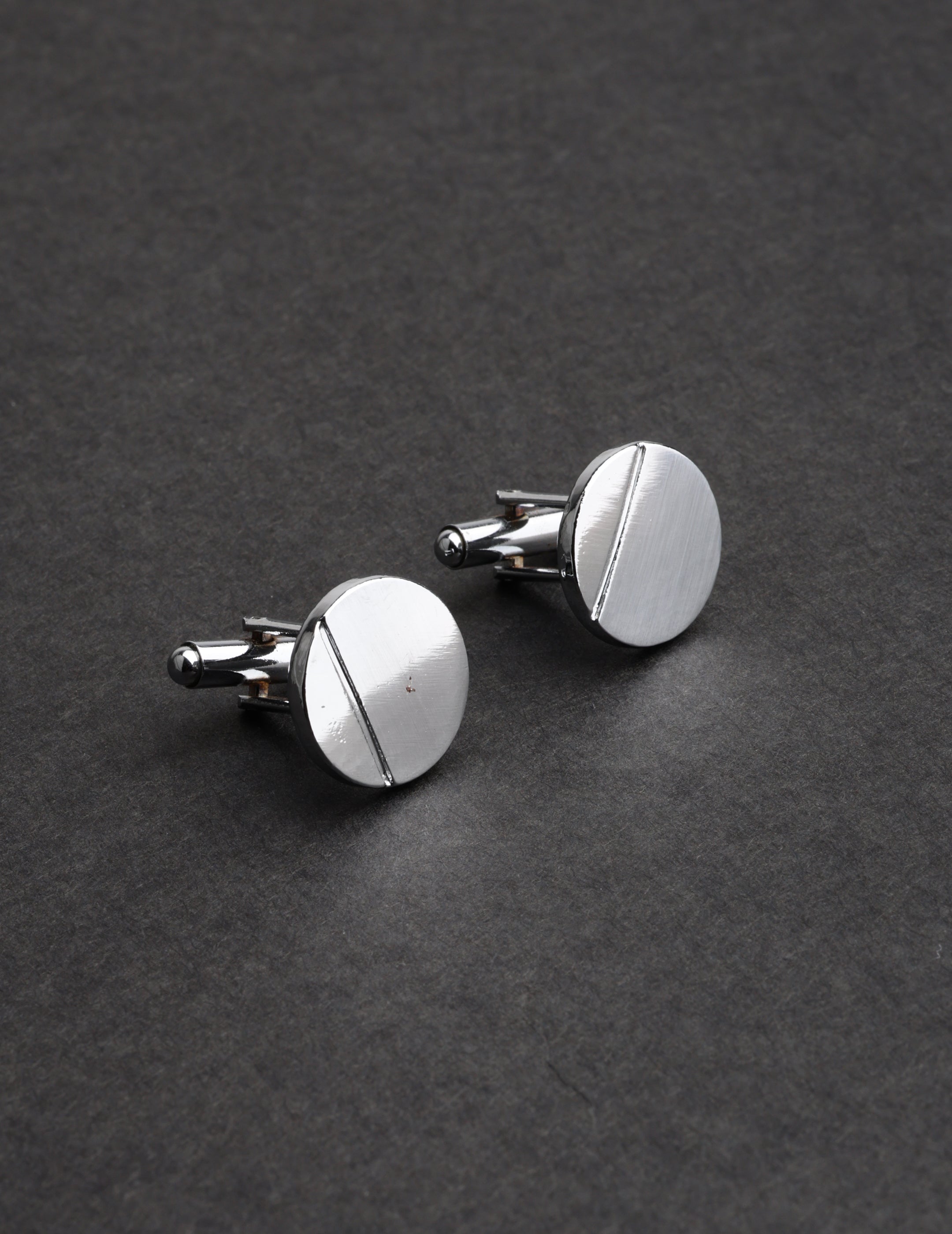 Minimalist Silver Round Cufflink