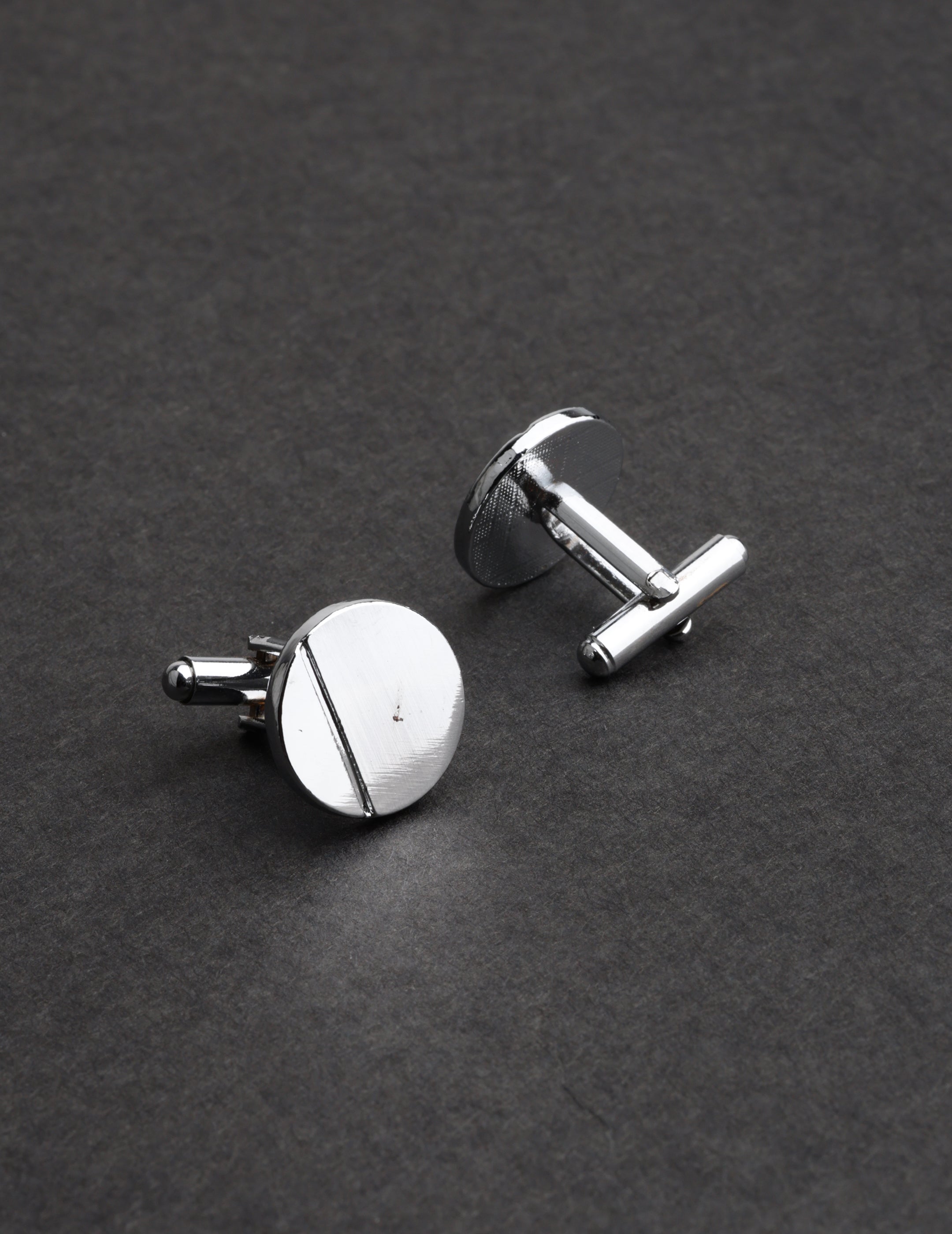 Minimalist Silver Round Cufflink