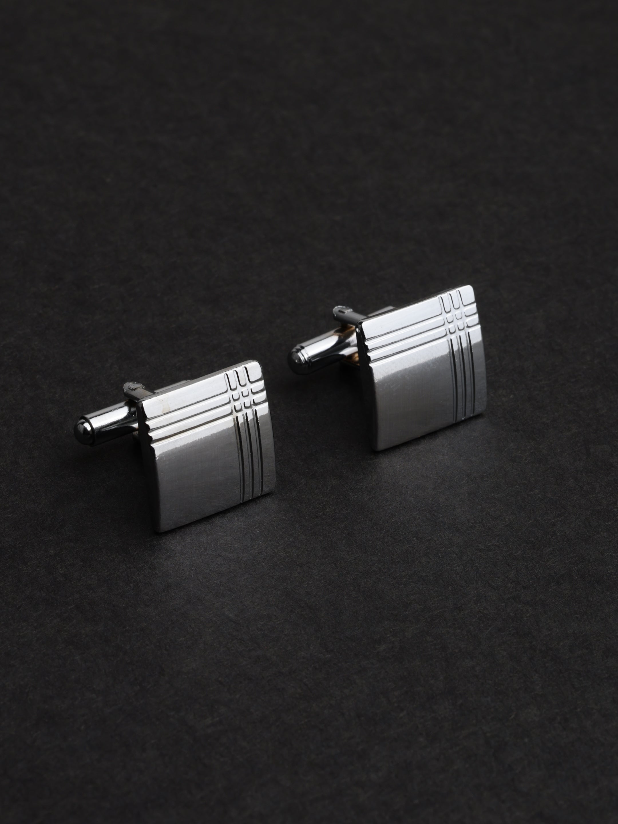 Silver Textured Square Cufflink
