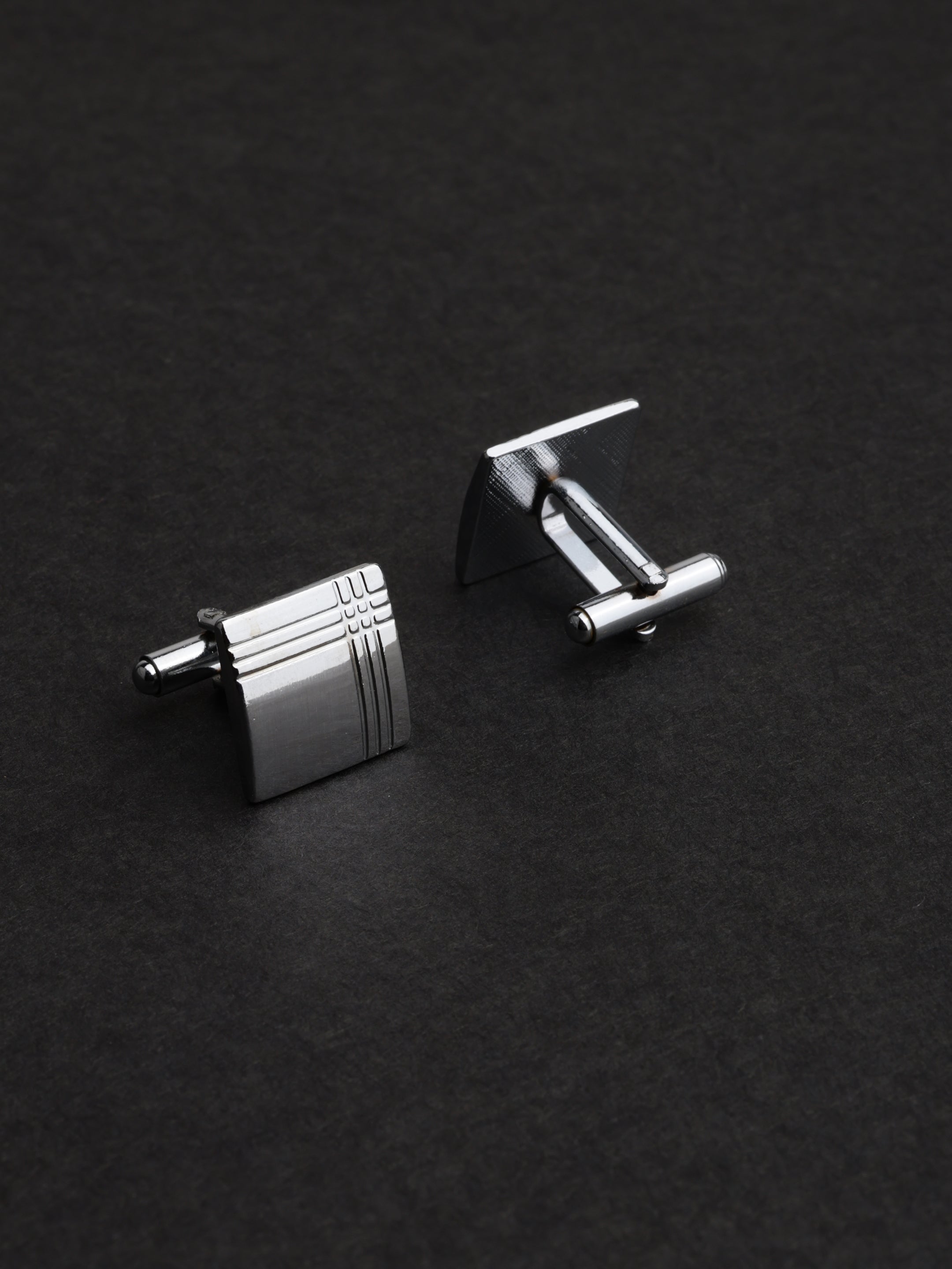Silver Textured Square Cufflink