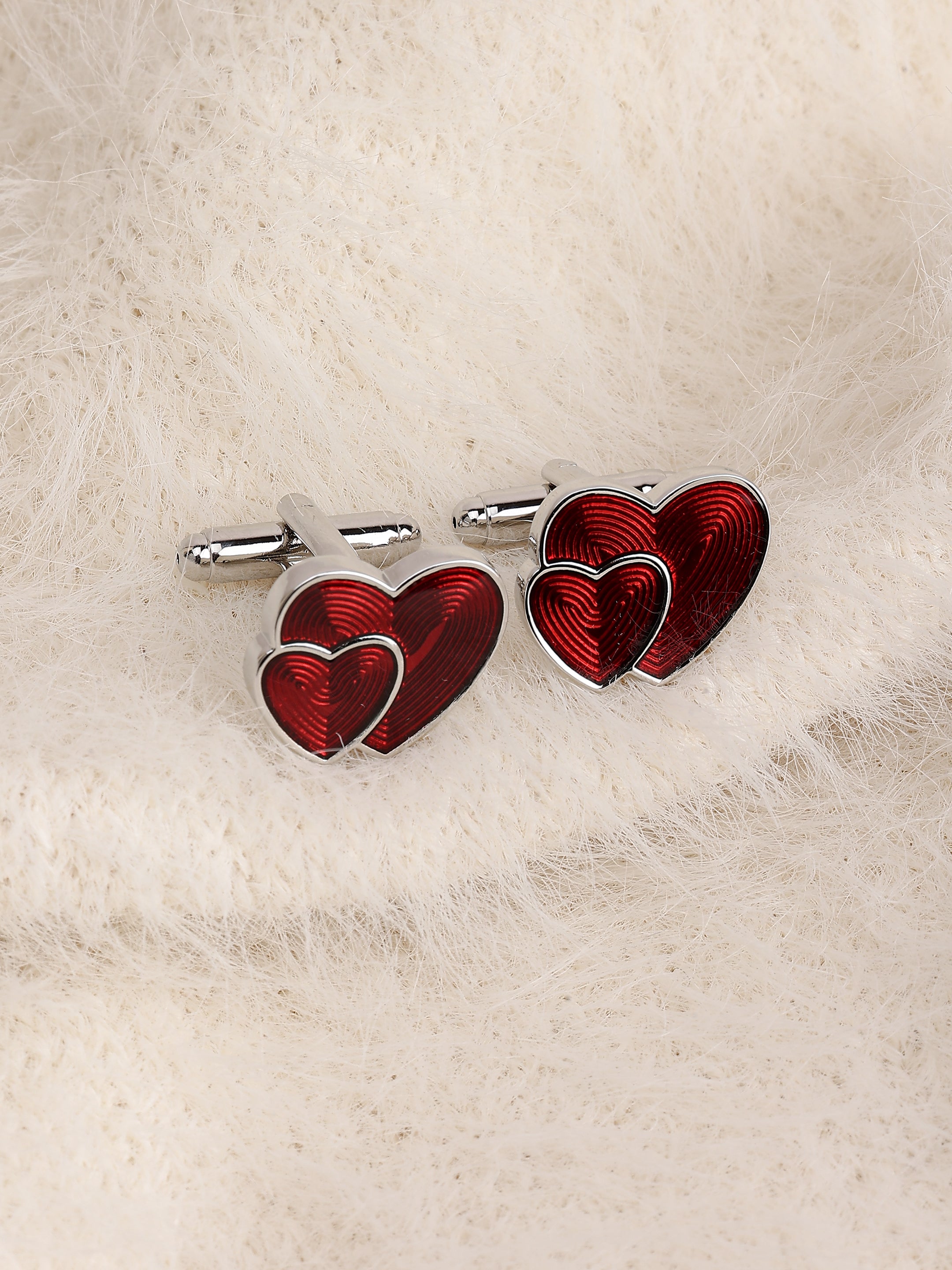 Red Double Heart Valentine Cufflinks