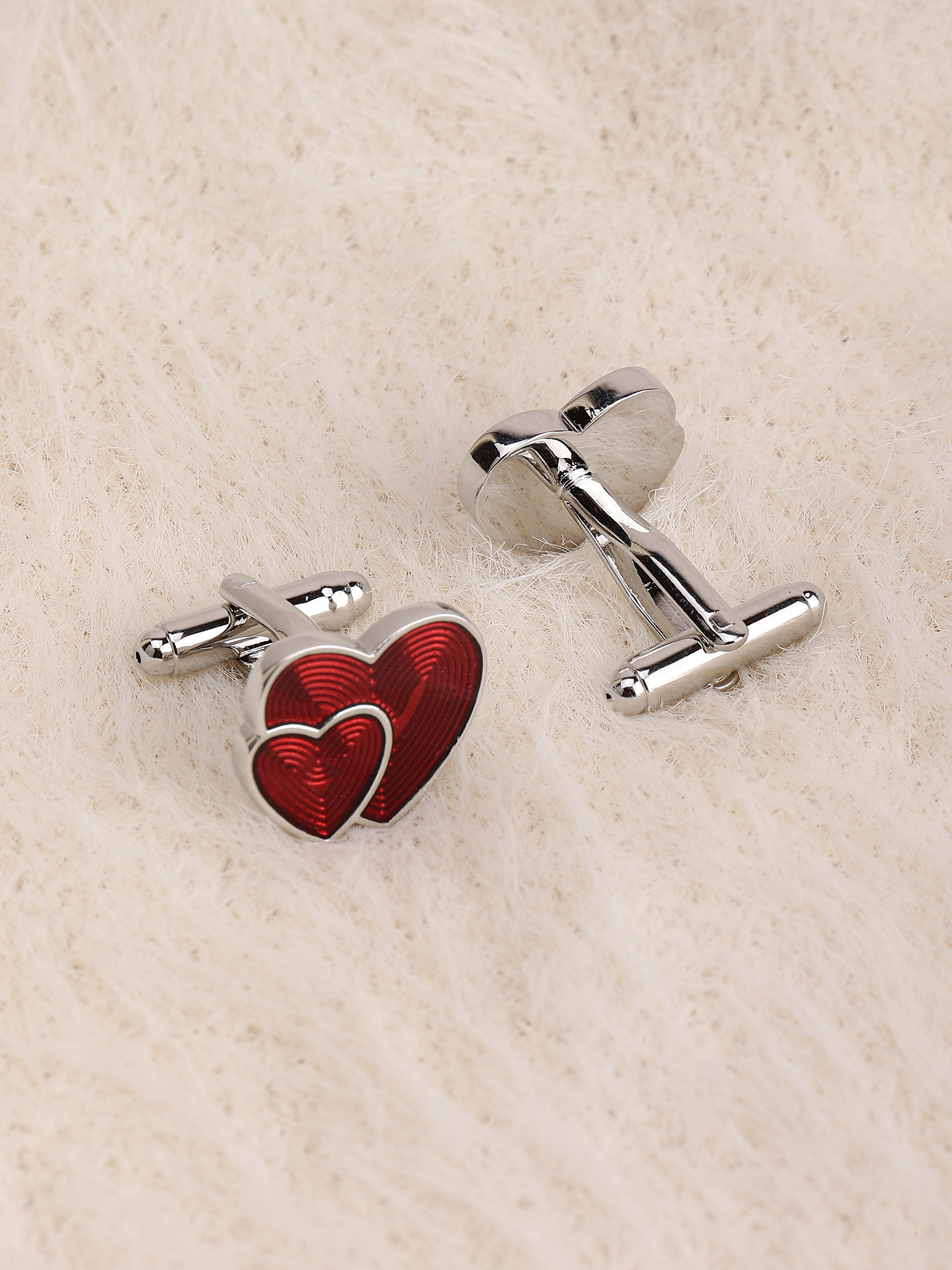 Red Double Heart Valentine Cufflinks