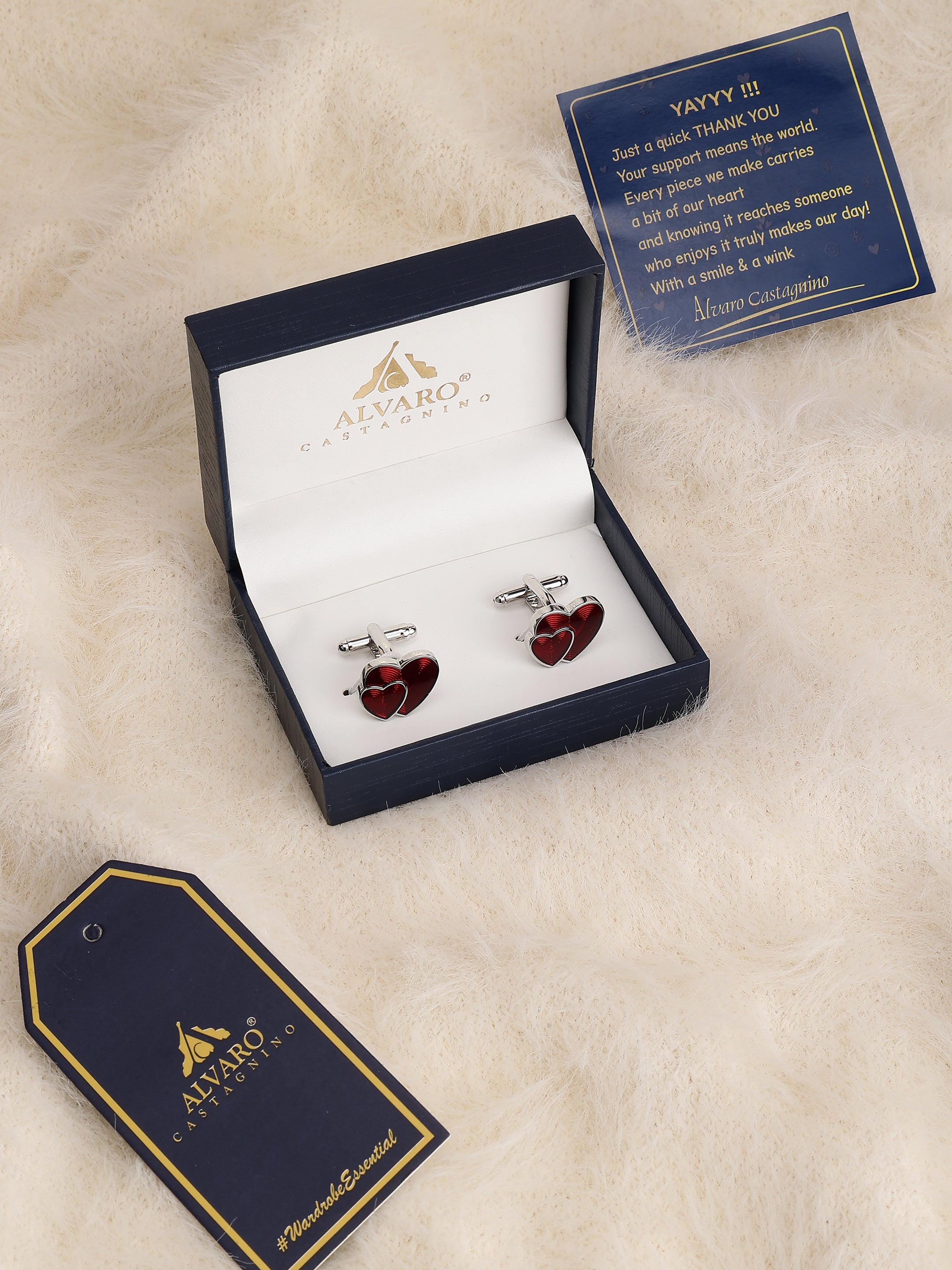 Red Double Heart Valentine Cufflinks