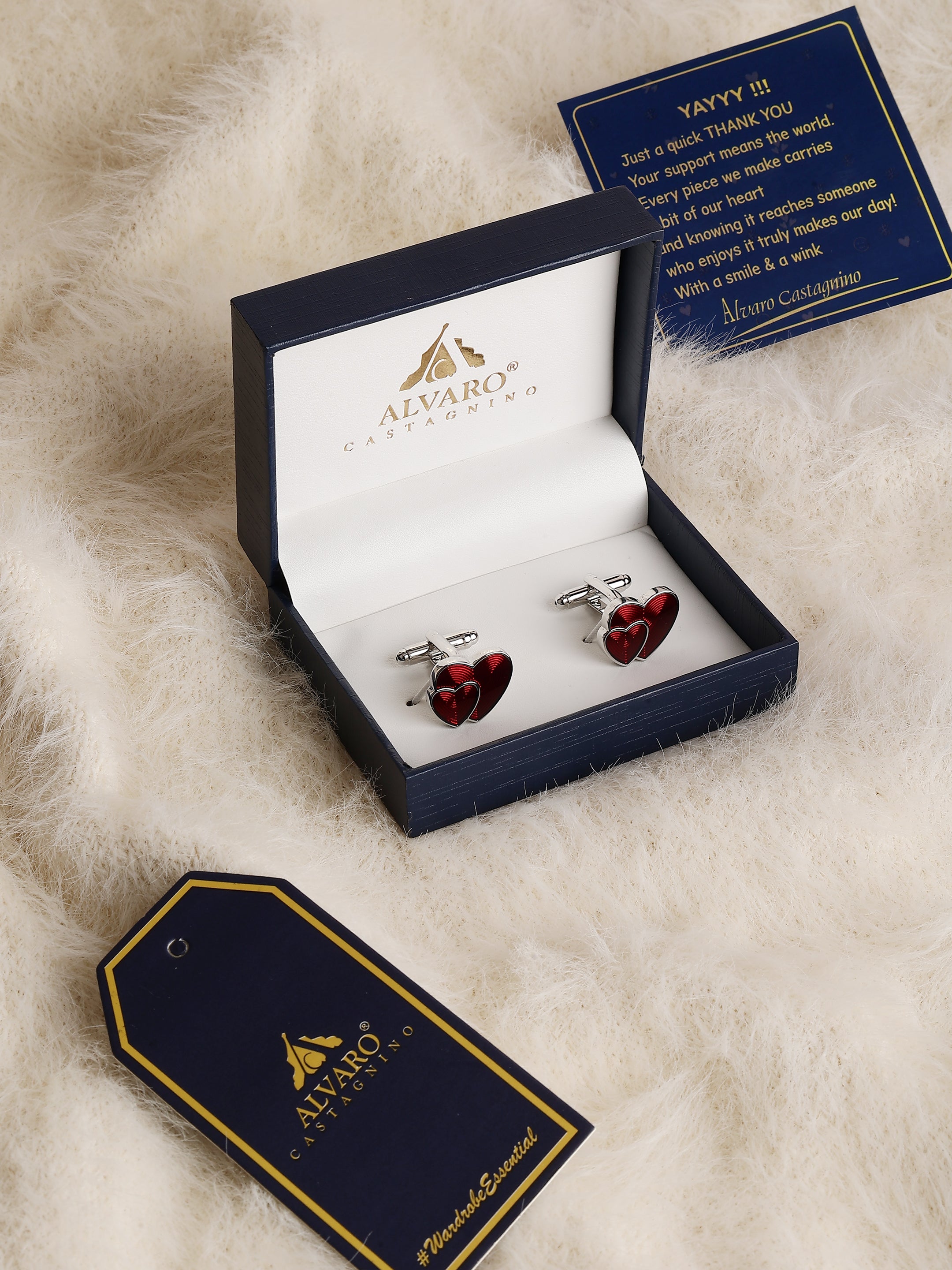 Red Double Heart Valentine Cufflinks