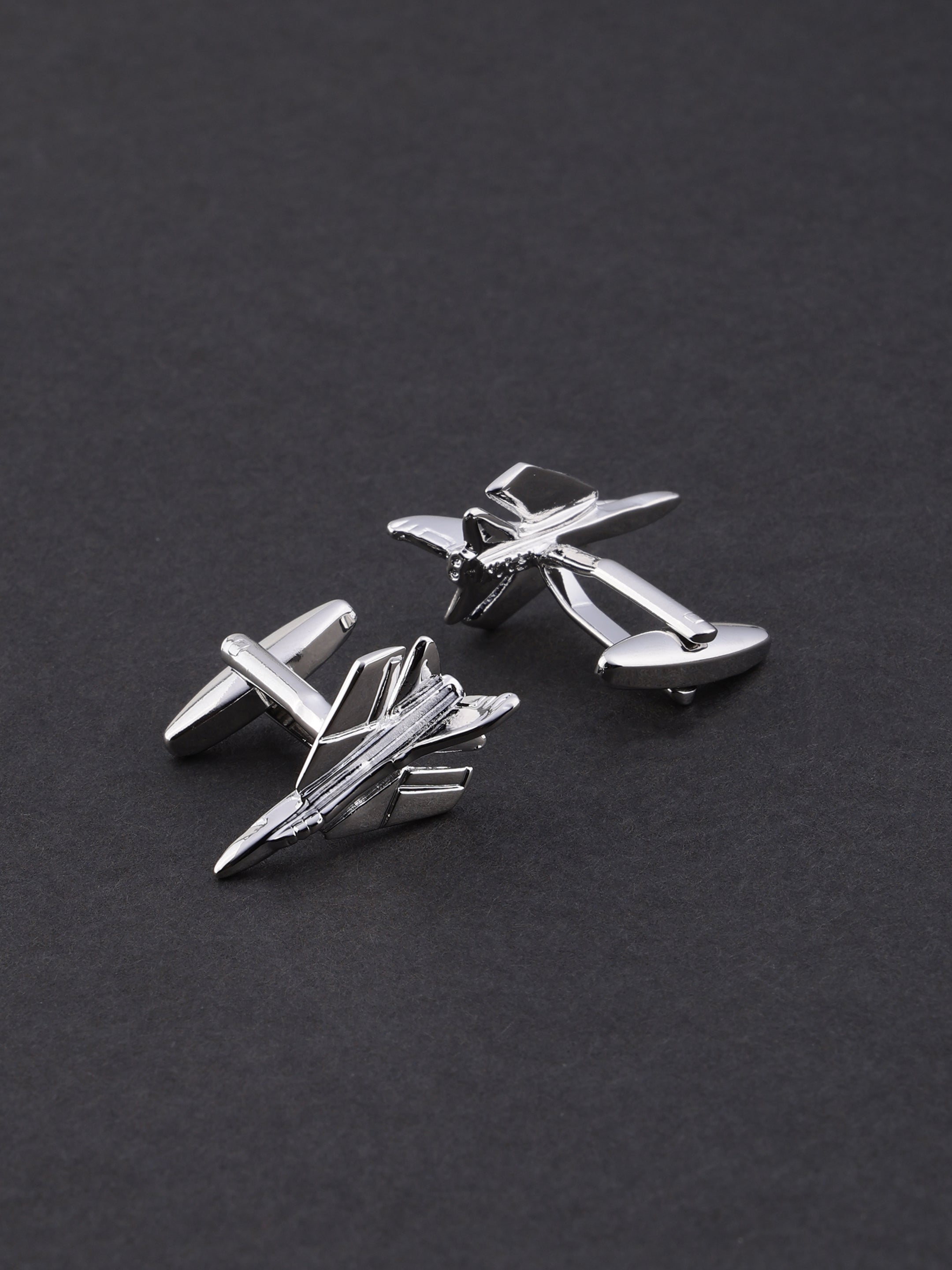 Silver Fighter Jet Aviation Cufflinks
