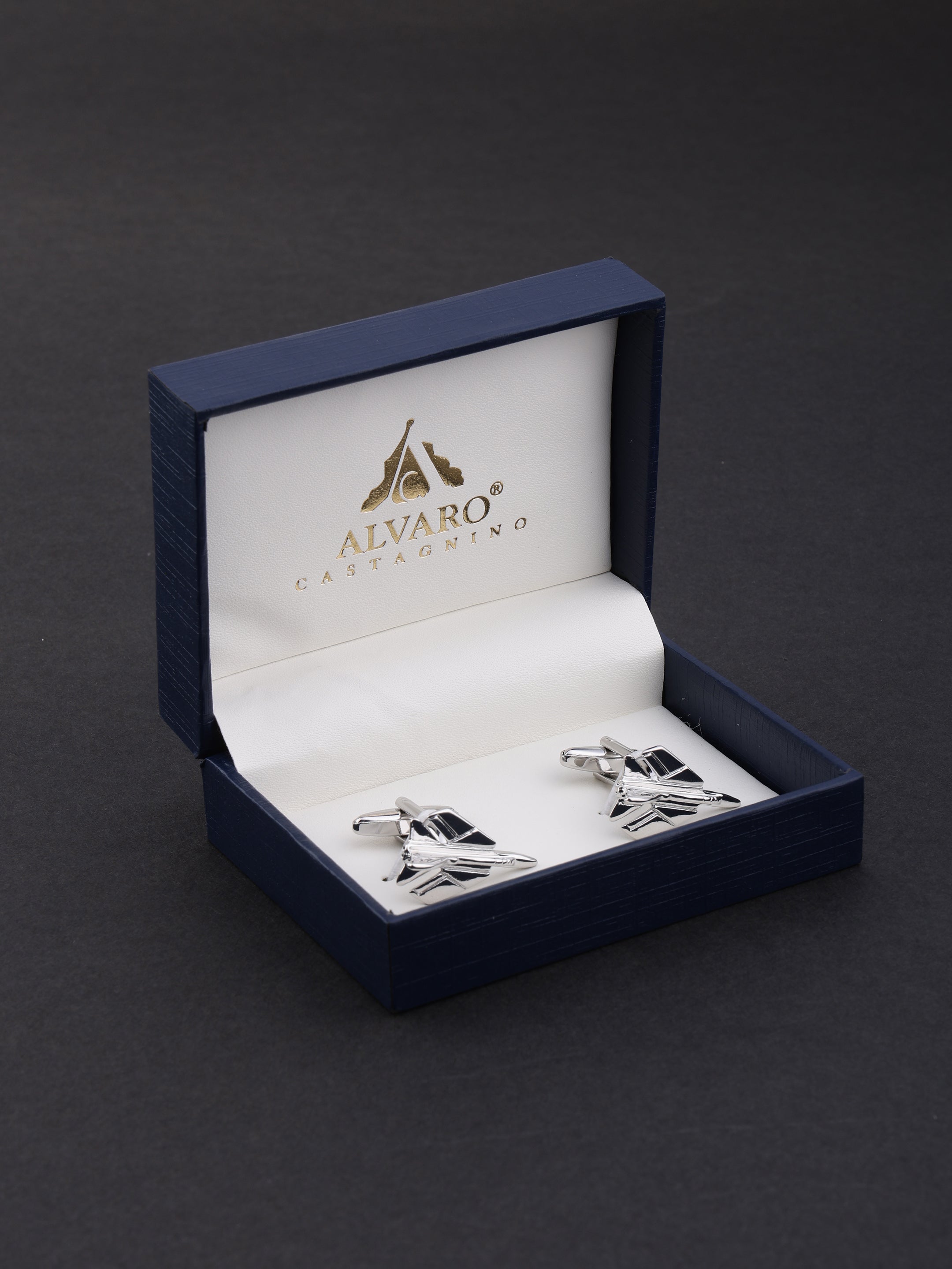 Silver Fighter Jet Aviation Cufflinks