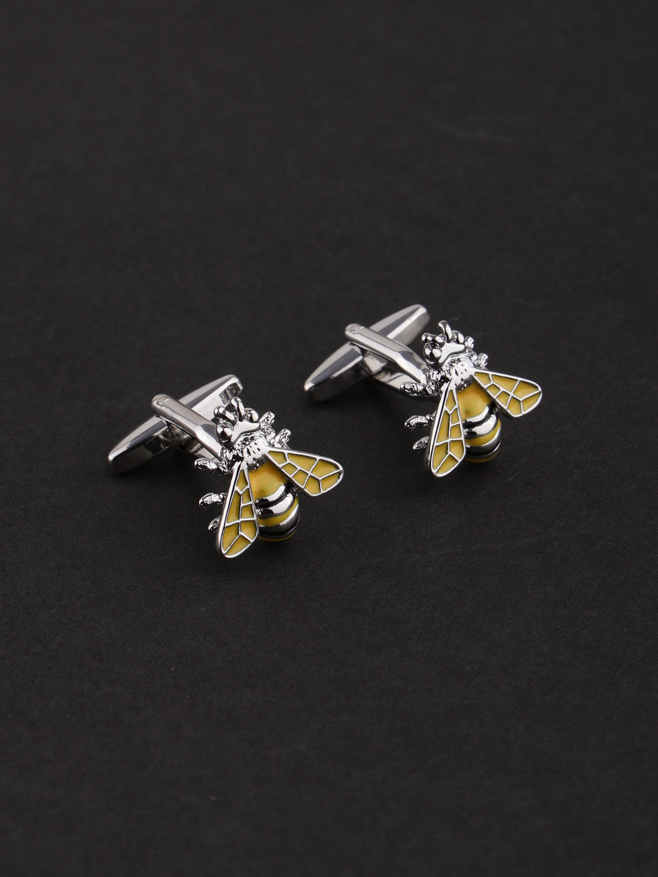 Honeybee Enamel Silver Cufflinks