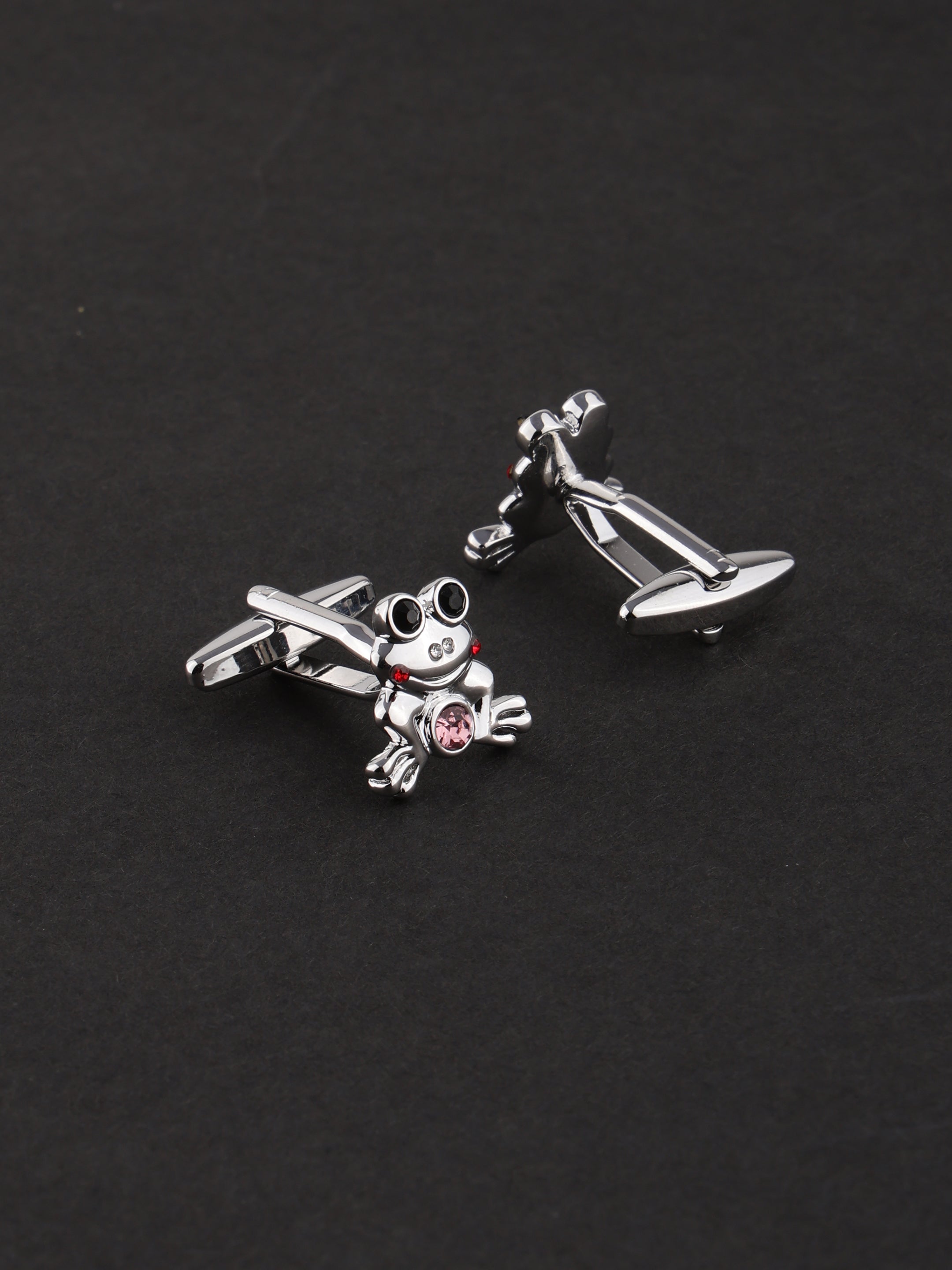 Crystal Frog Silver Cufflinks