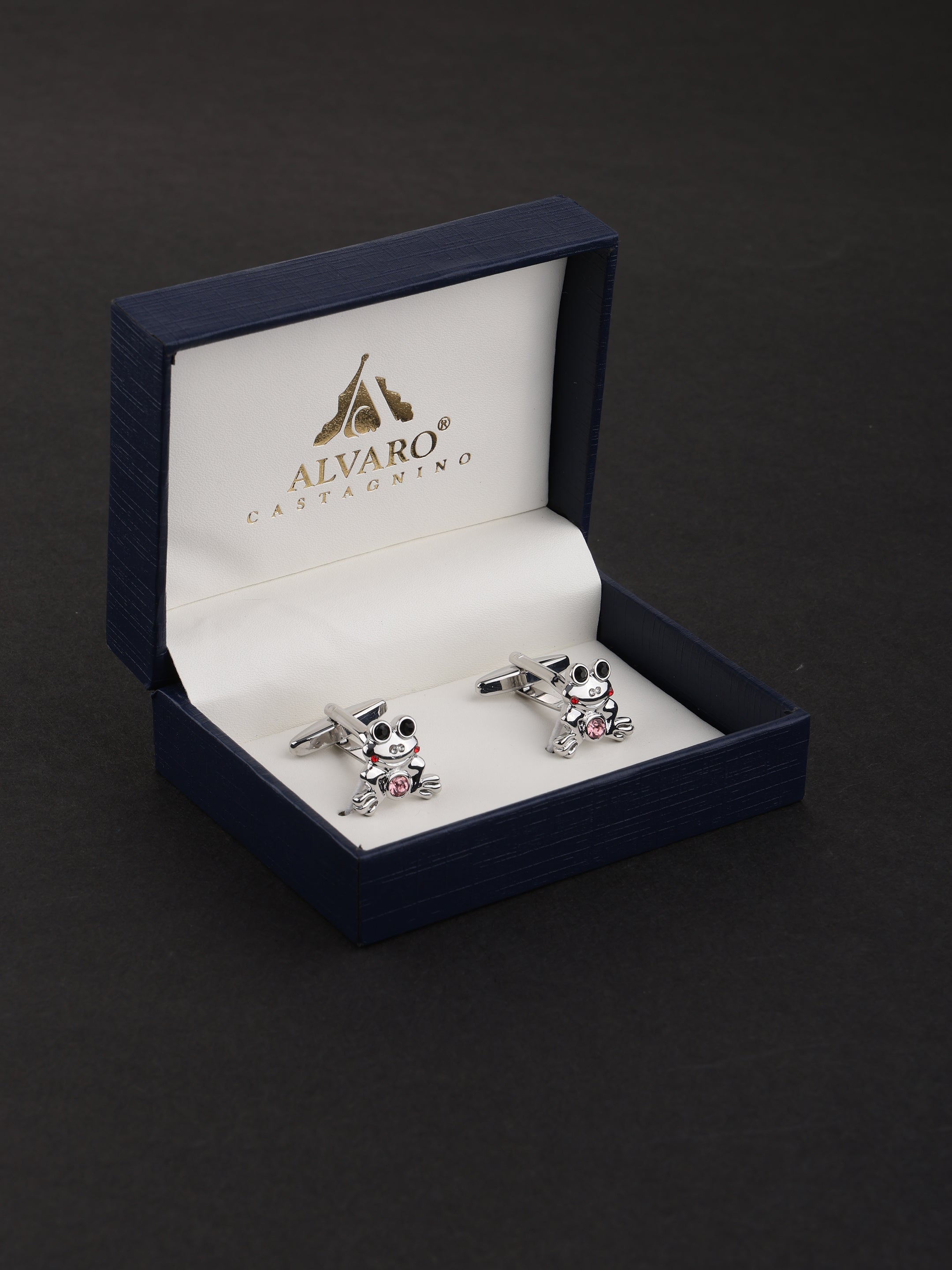 Crystal Frog Silver Cufflinks