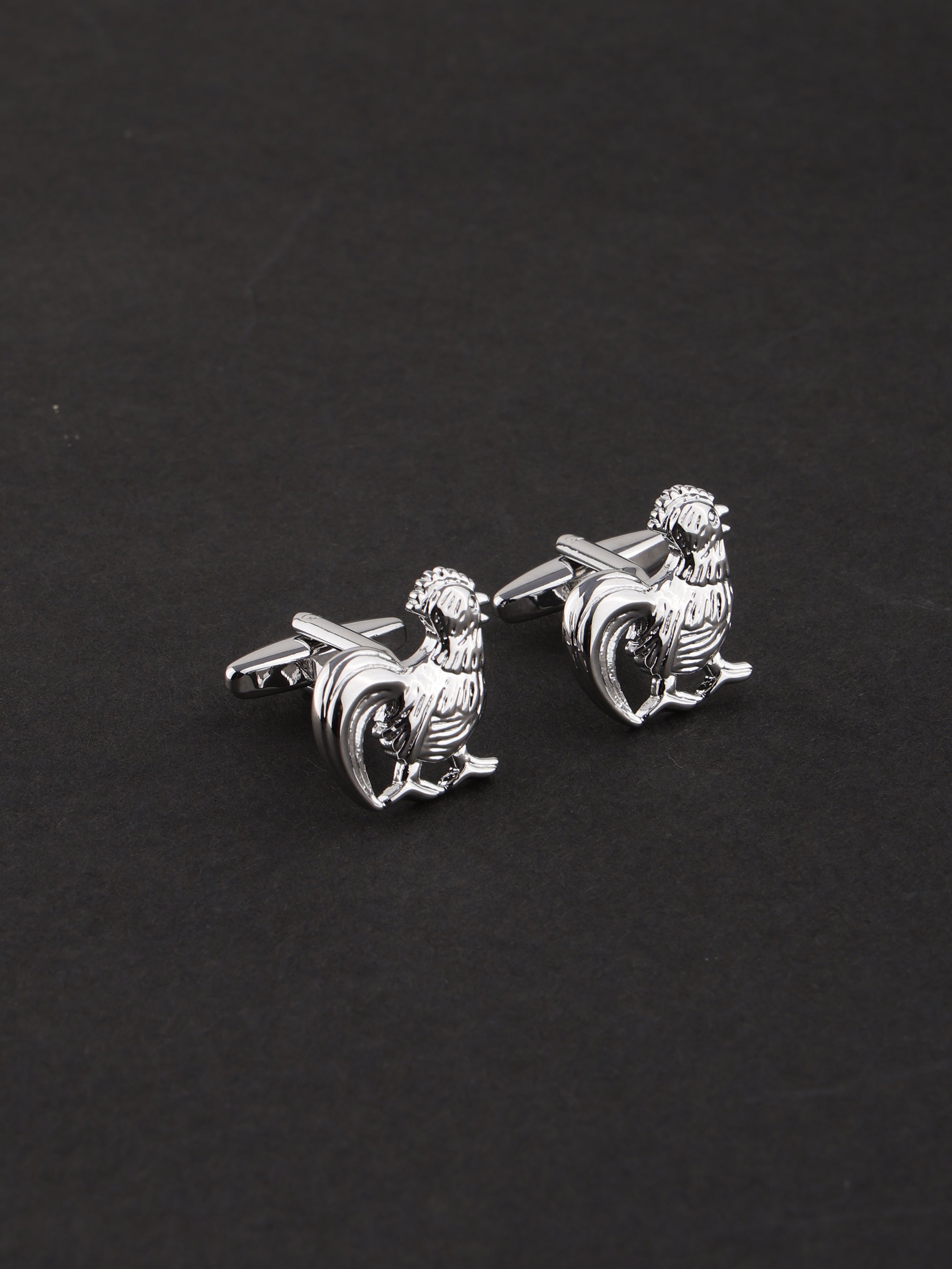 Rooster Silver Cufflinks