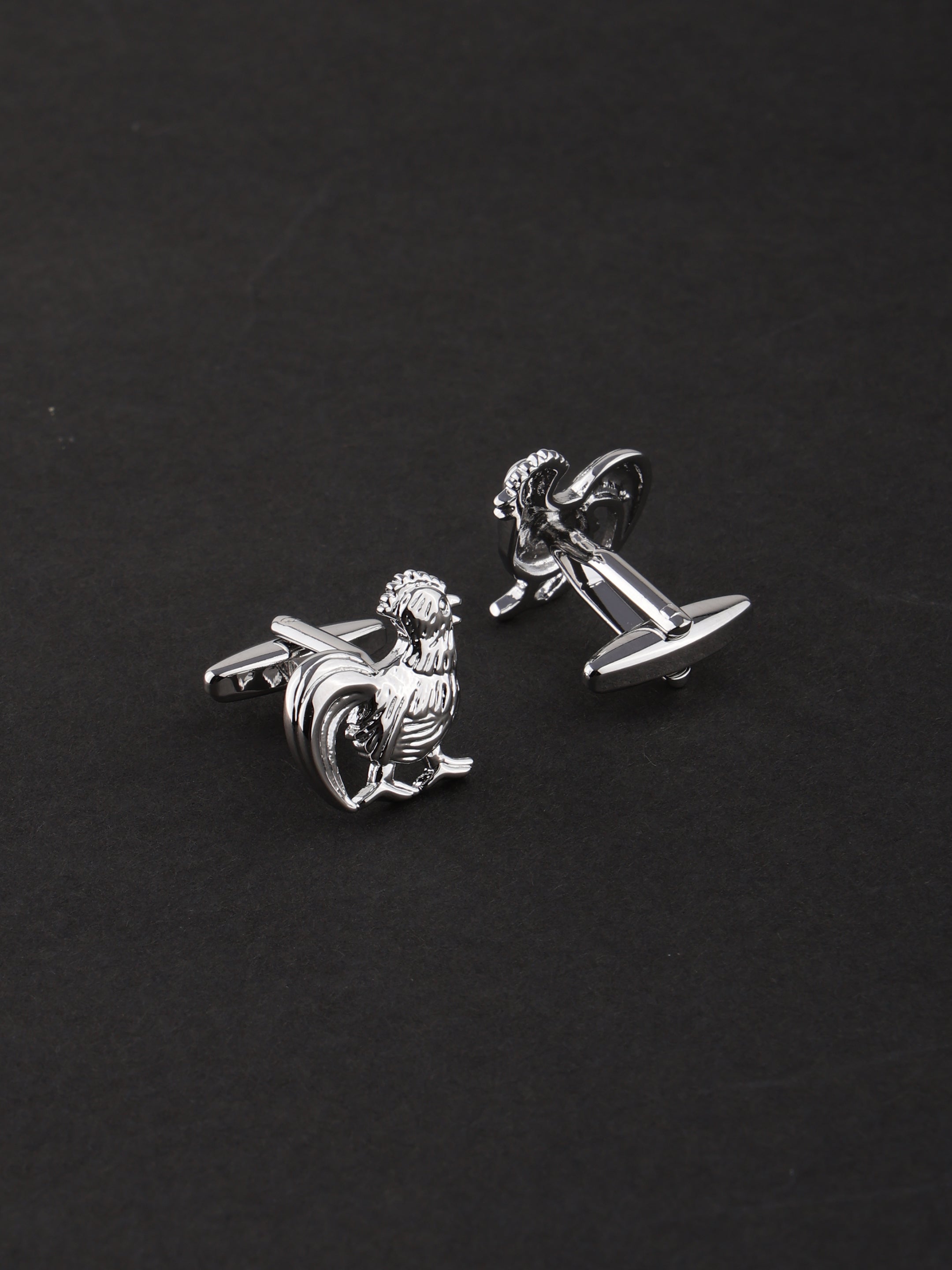 Rooster Silver Cufflinks