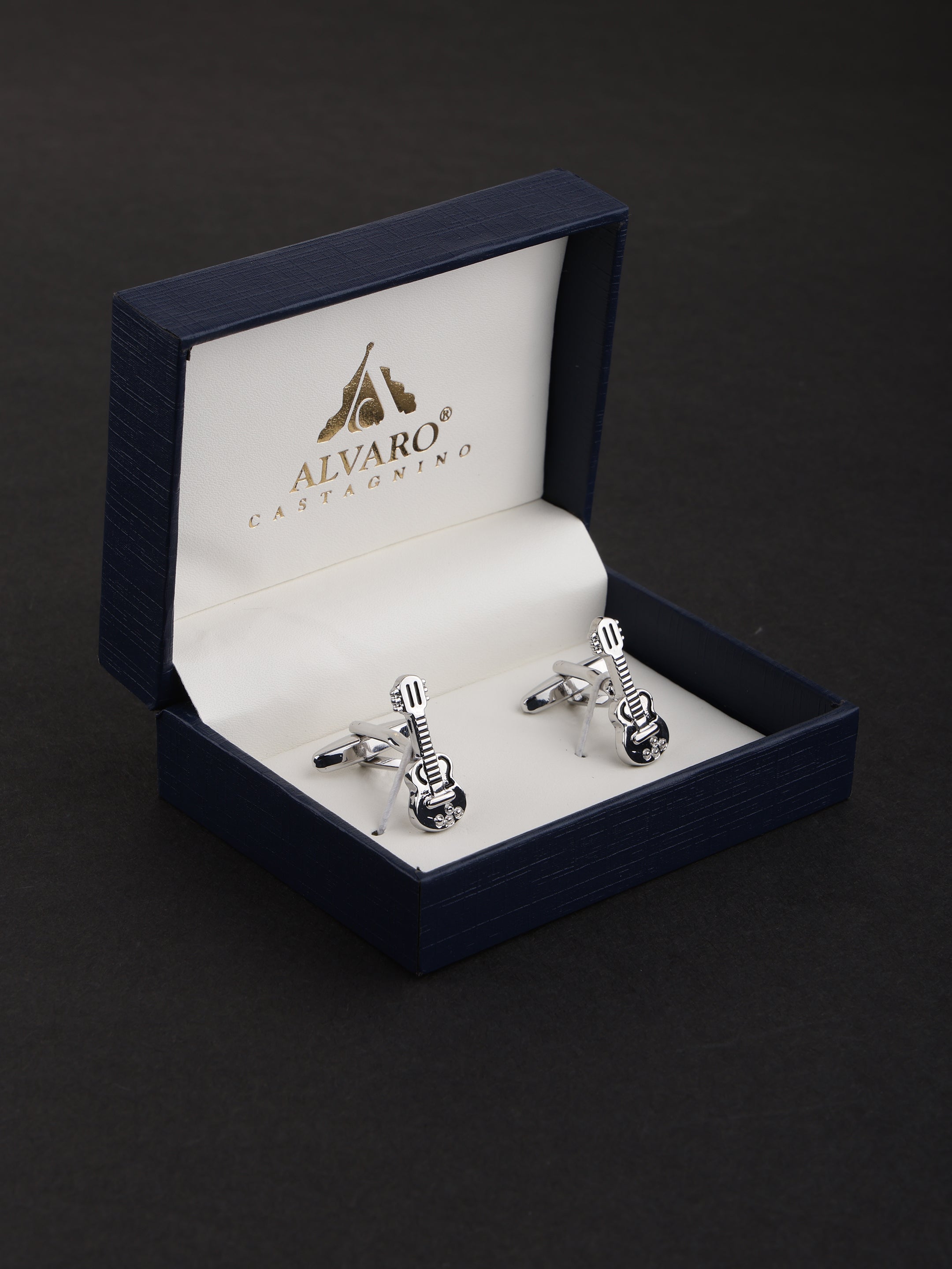 Acoustic Guitar Silver Cufflinks