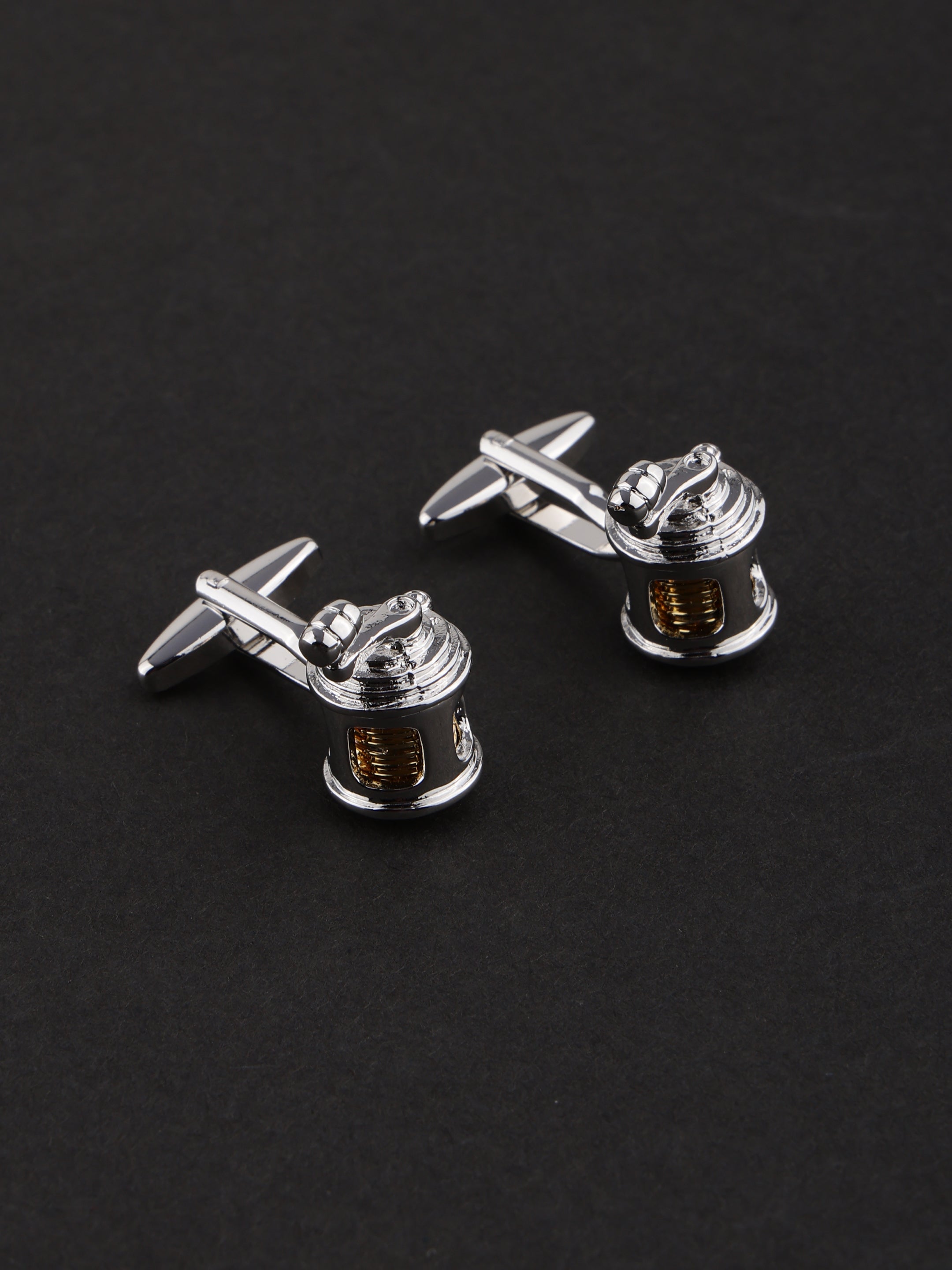 Fishing Reel Silver Cufflinks