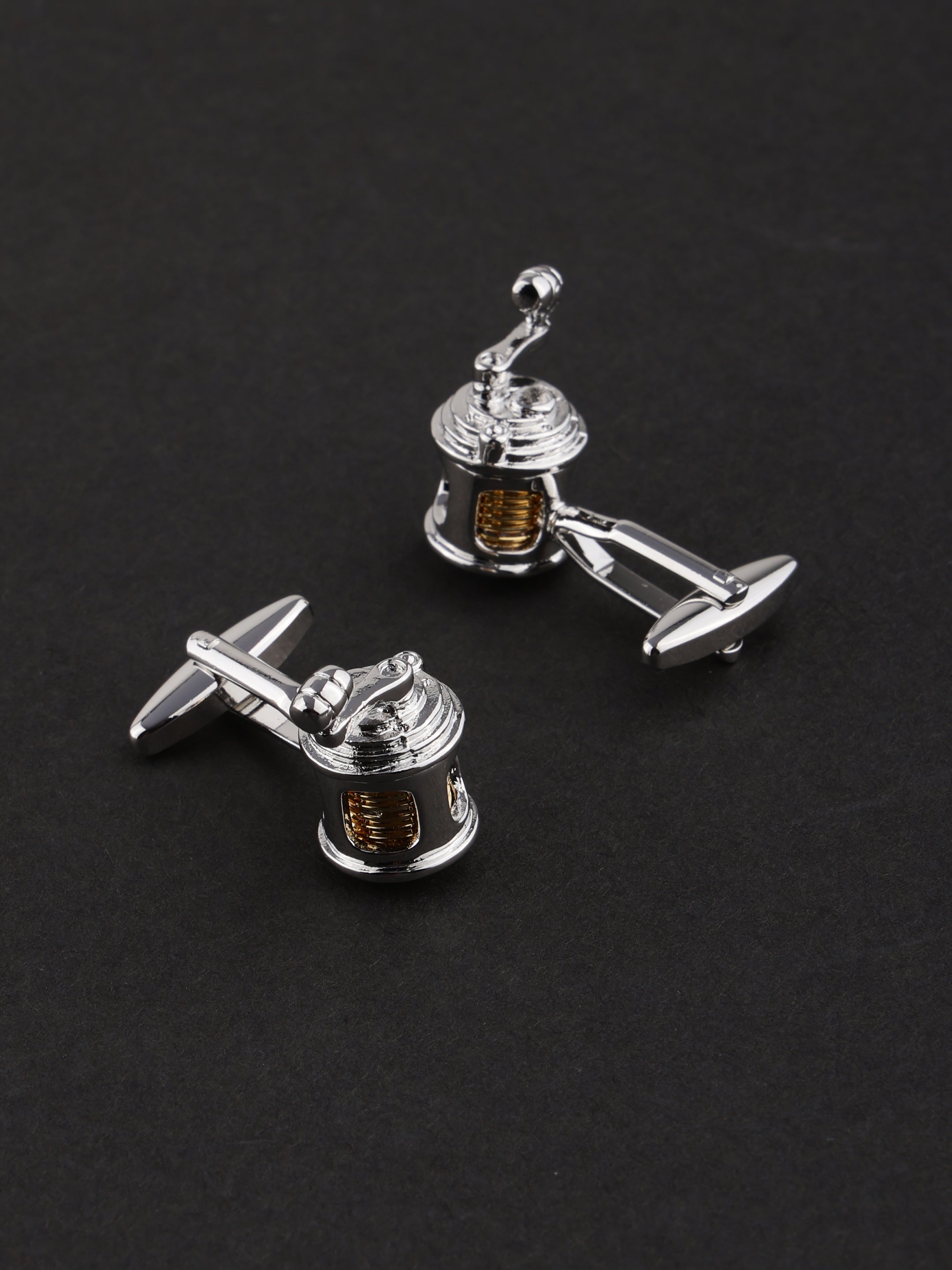 Fishing Reel Silver Cufflinks