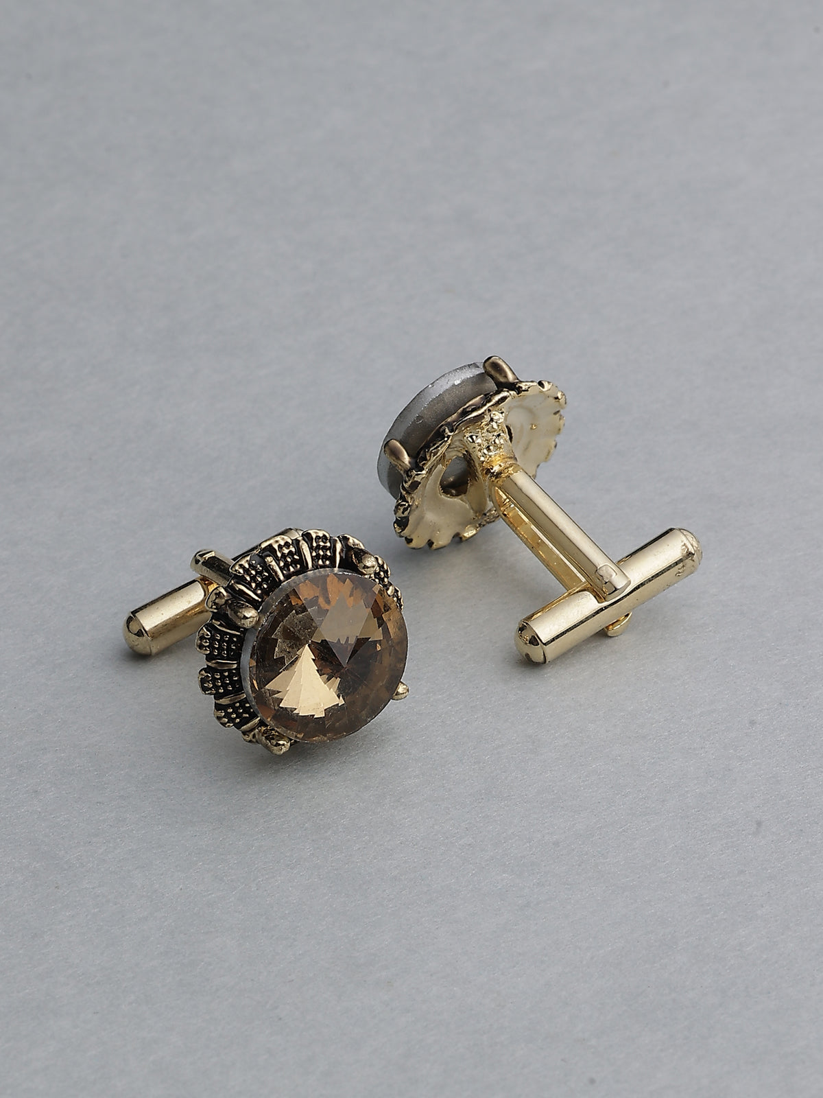 Antique Gold Smoky Topaz Gemstone Cufflinks