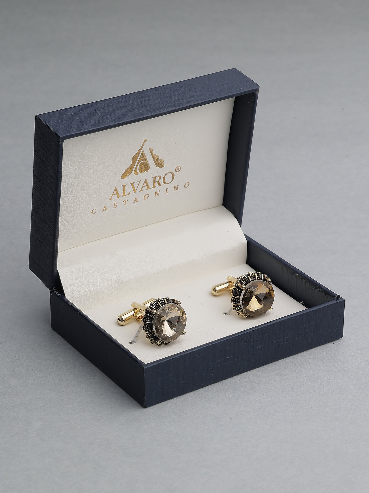 Antique Gold Smoky Topaz Gemstone Cufflinks