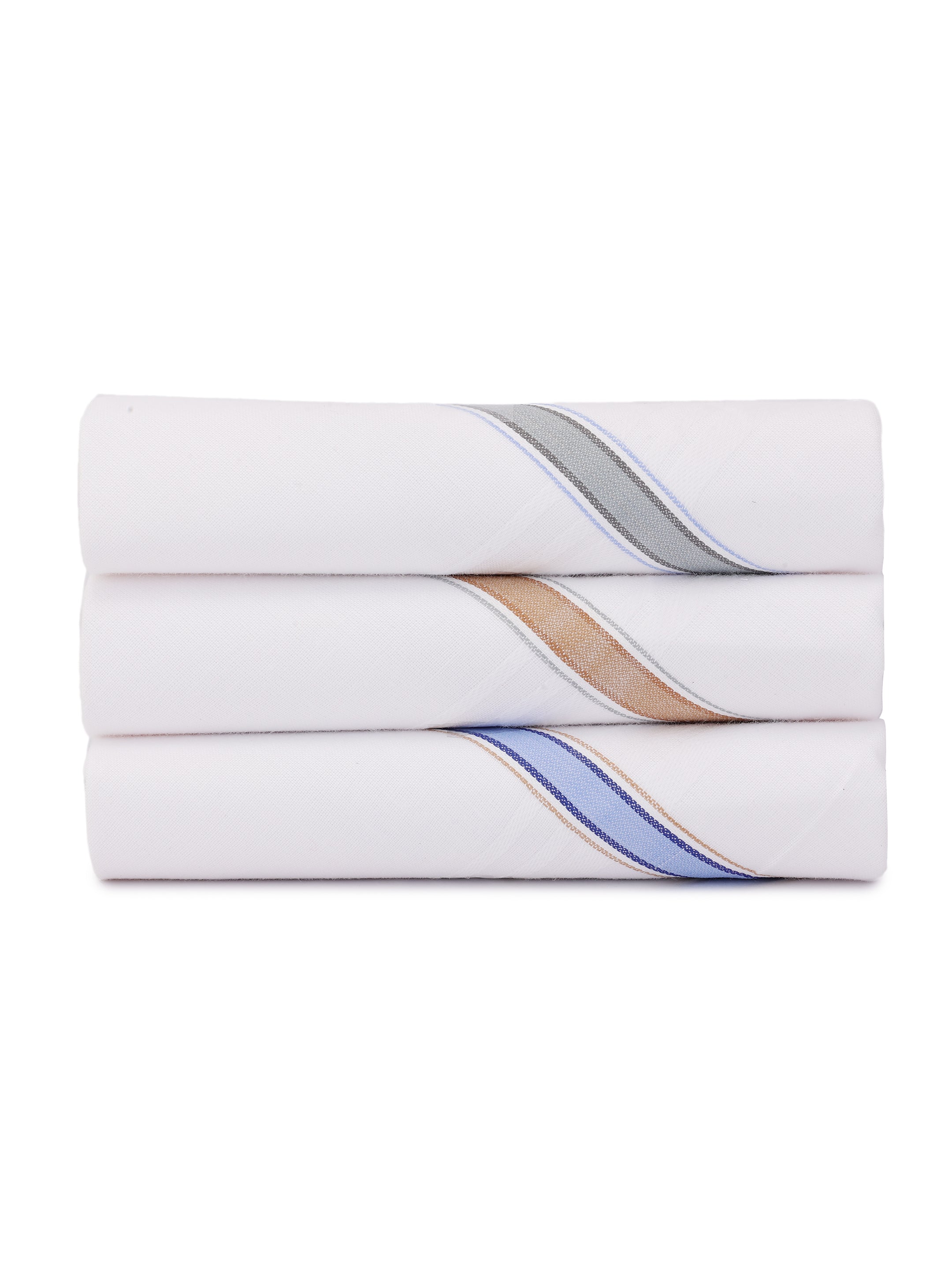 Alvaro Castagnino Men Pack Of 3 Striped Pure Cotton Handkerchief