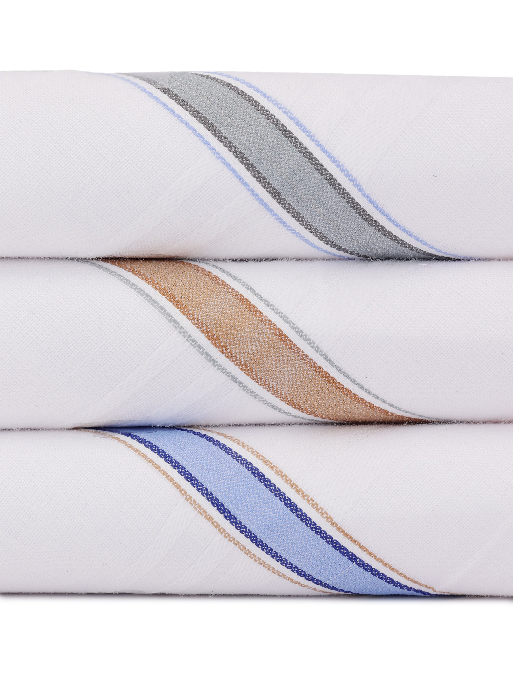 Alvaro Castagnino Men Pack Of 3 Striped Pure Cotton Handkerchief